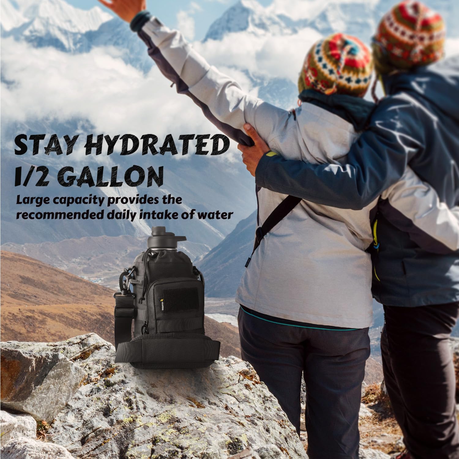 64Oz Tactical Water Bottle - Half Gallon Stainless Steel Insulated Water Bottle, Metal Military