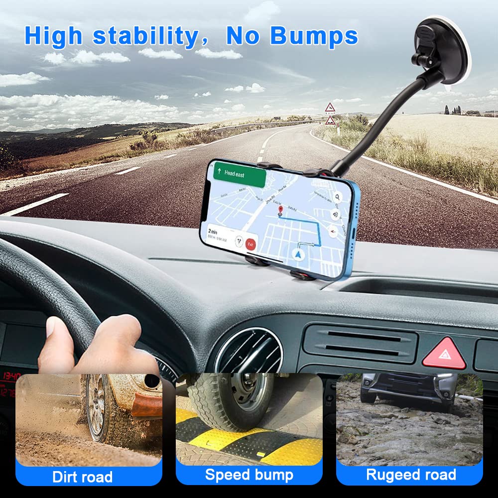 Yztree Car Phone Holder Mount Cell Phone Stand Windshield Dashboard Car Mount 360 Rotation For Iphone 16 15 14 13 12 11 Pro Max Xs X Xr 8 Se/Galaxy S20+Ultra S10 Note 10 Plus