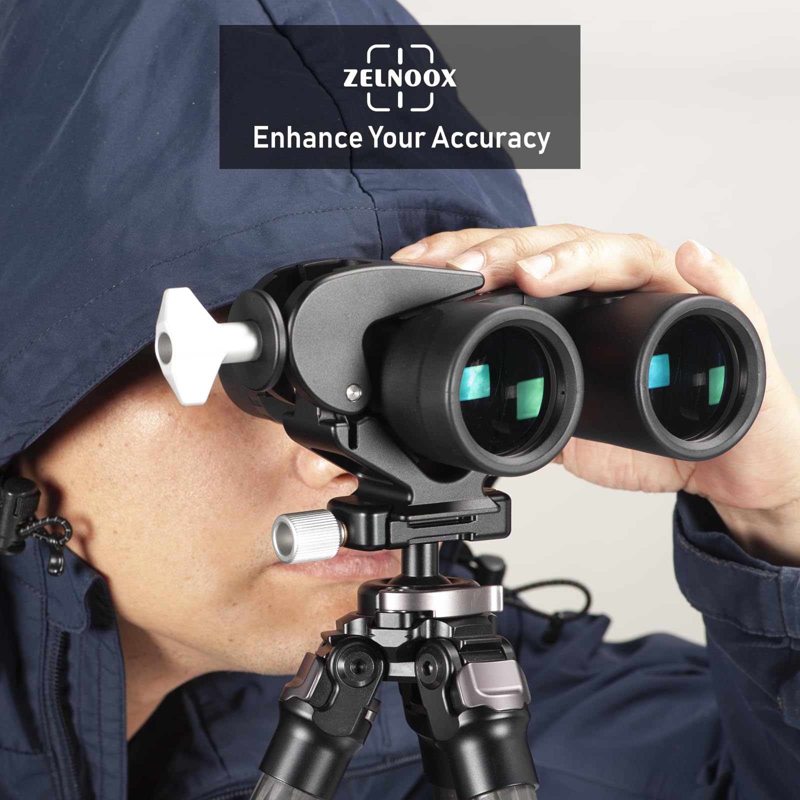 Zelnoox Clamp Binocular Tripod Adapter – Arca Quick Release Dovetail  1/4"-20 & 3/8"-16 Screw Holes  Fits 26-58Mm Binoculars