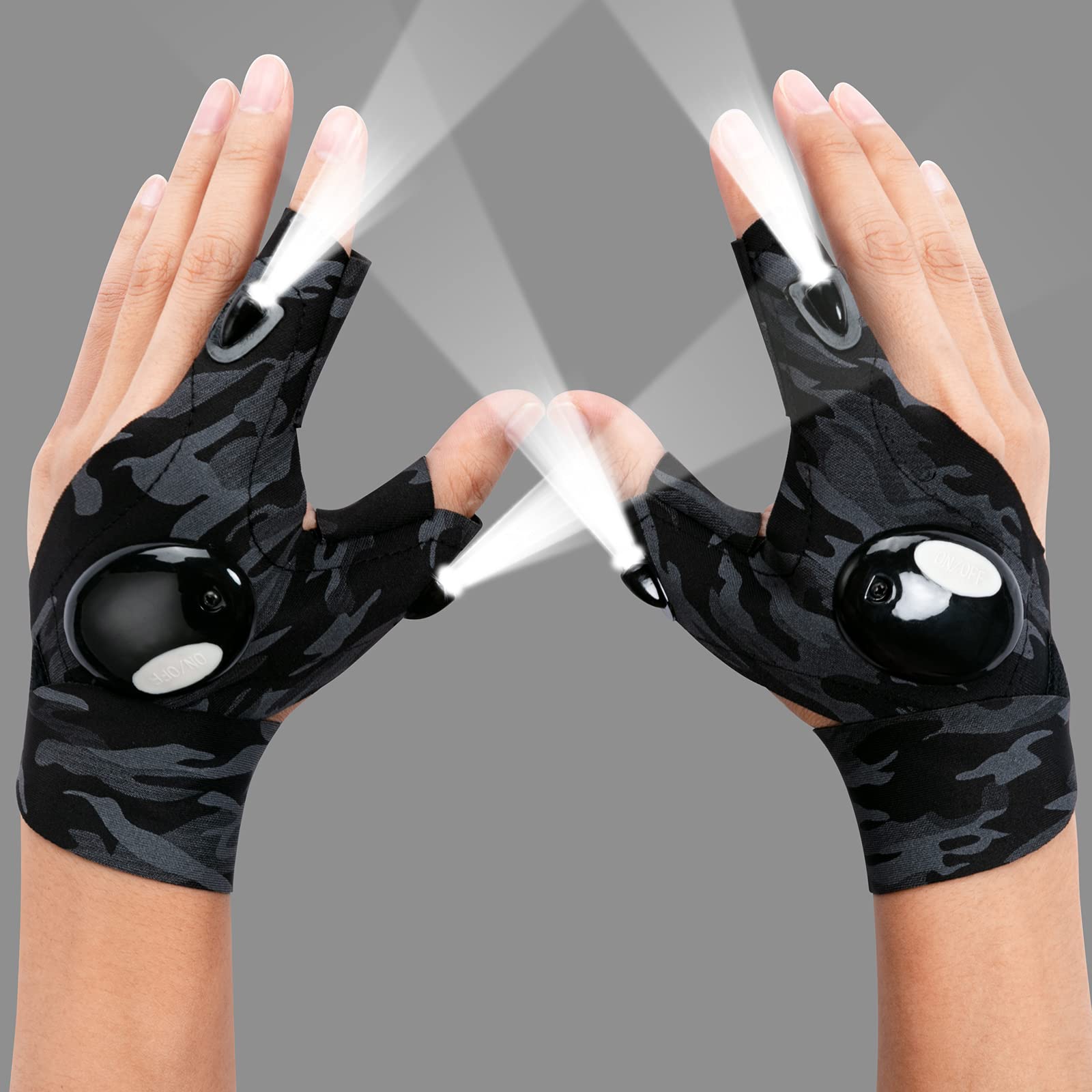 Thxtoms Led Flashlight Gloves,Father For Men Him,Christmas Birthday For Dad Father Husband, Cool Gadgets Tools For Repairing Fishing,Camo