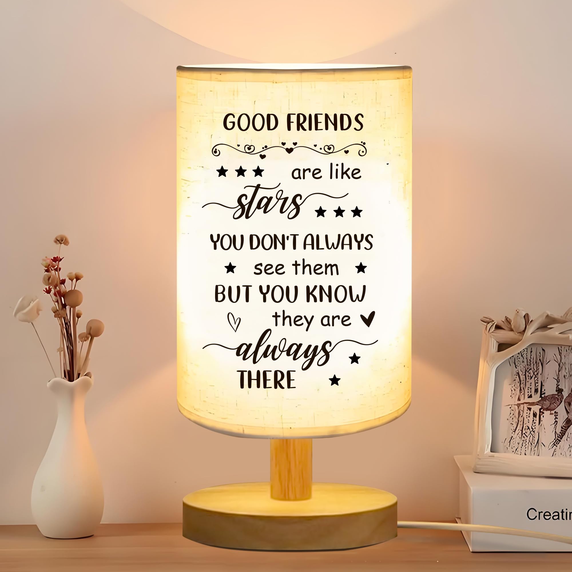 Fenreen My Bestie Friendship For Women Sister Christmas Birthday Sisters Linen Fabric Table Lamp Birthday For Bestie Best Friend Christmas Birthday For Sister