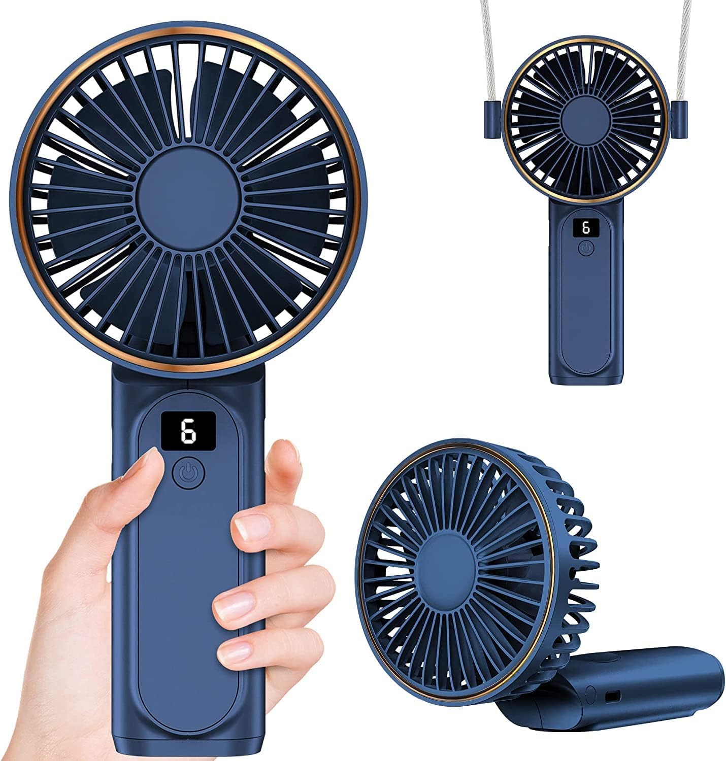 Handheld Fan, Portable Fan, 4000Mah Rechargeable Personal Fan, 180° Foldable Mini Desk Fan - Koospark