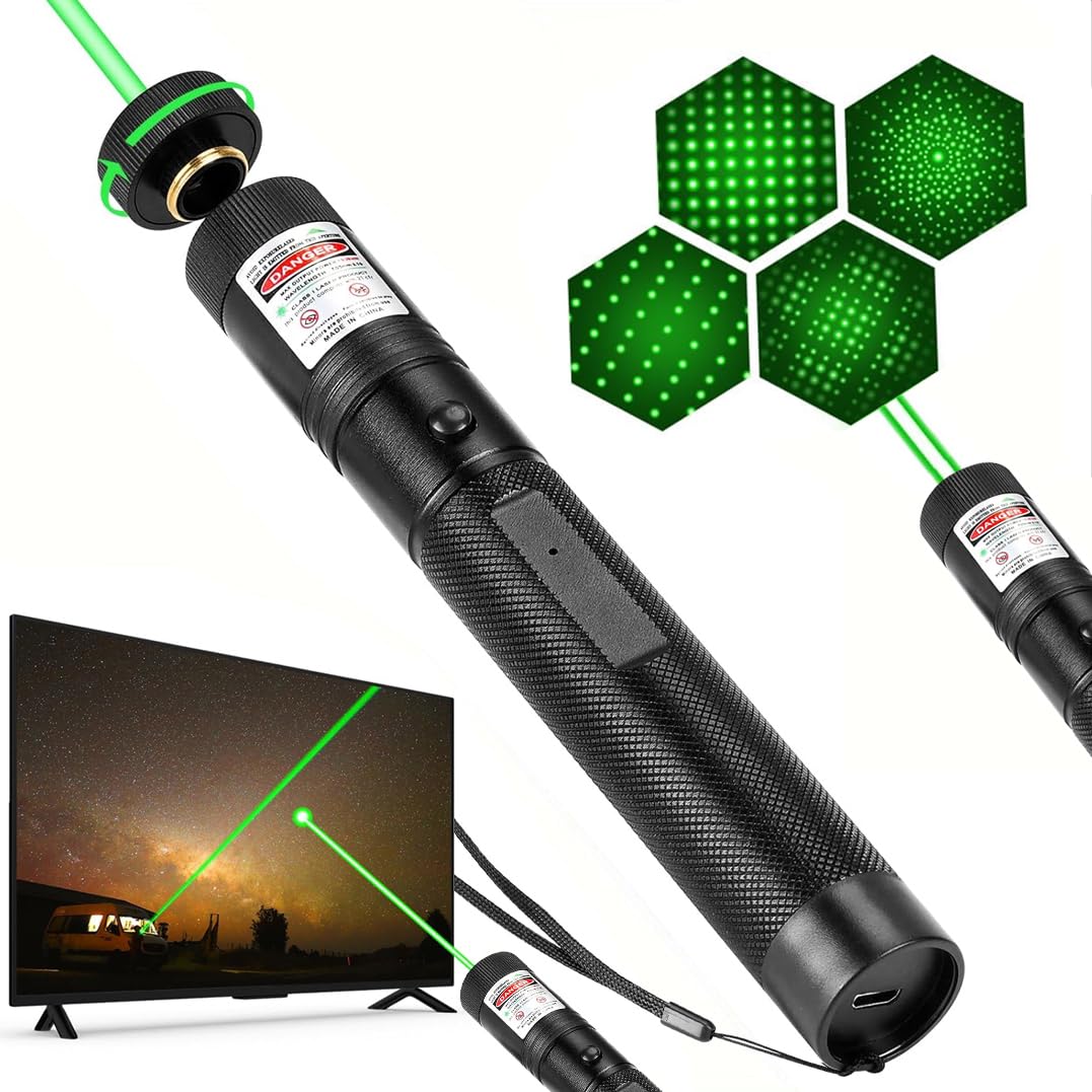 Comido Laser Pointer High Power, Green Laser Pointer Indicator Light, Long Range Pointer For Hiking, Usb Charge