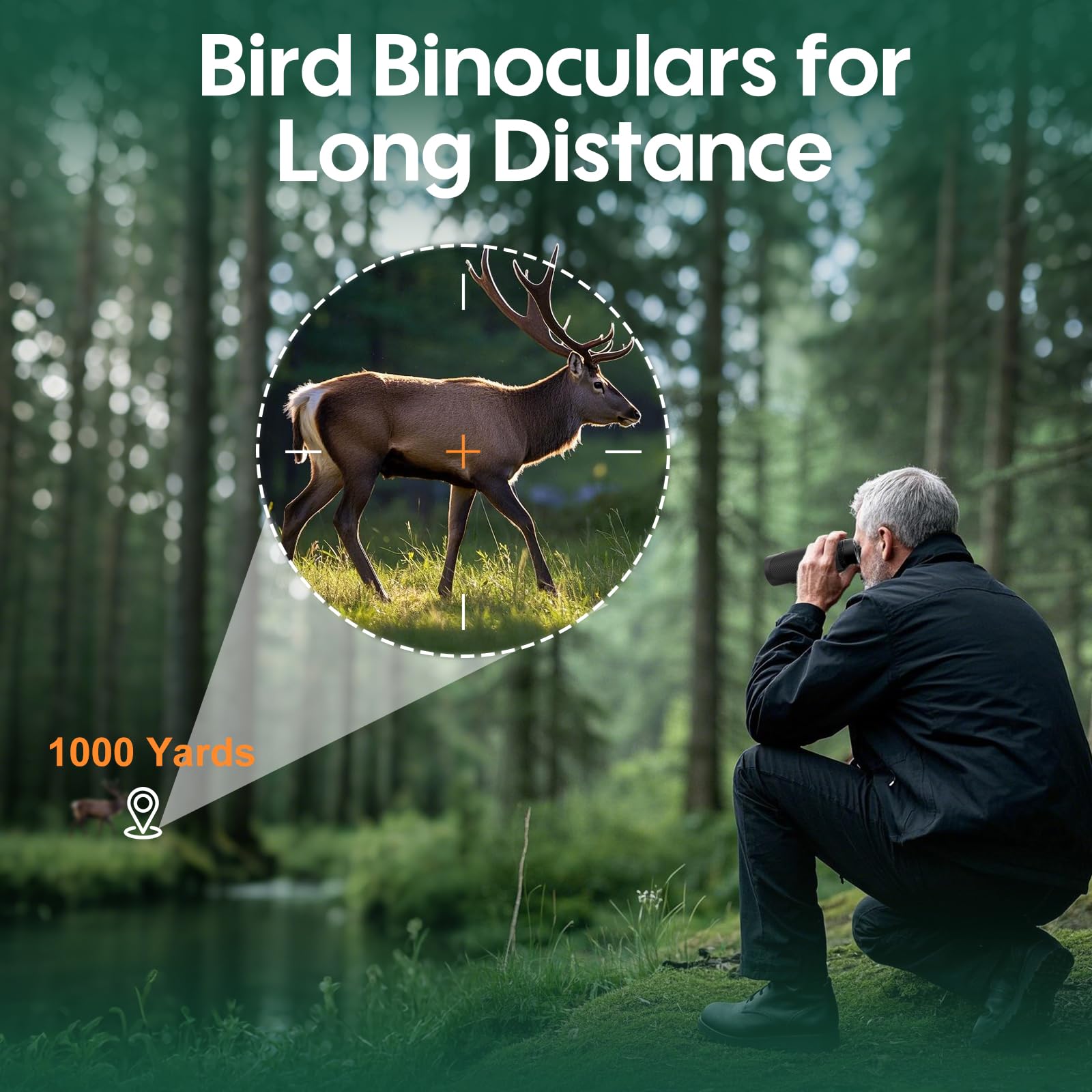 Wozel 16X42 Binoculars For Adults High Powered - Hd Clear Low Light Vision With Large Bright View - Powerful Binoculars For Brid Watching Hunting Travel Hiking Concerts - Black