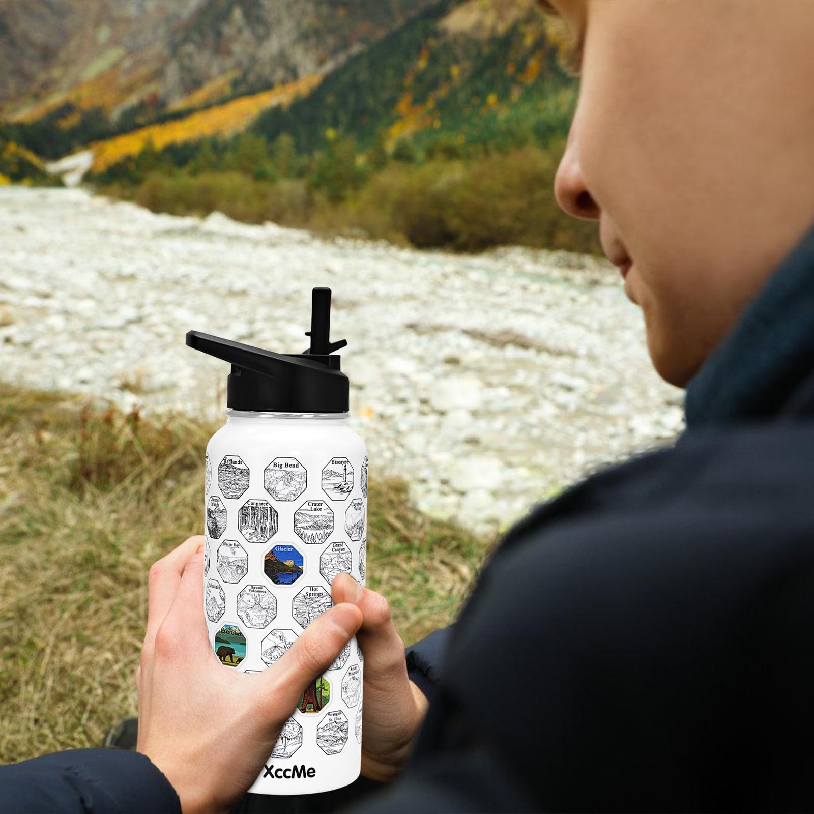 63 National Parks Water Bottle With Stickers,32 Oz Stainless Steel Insulated Water Bottle