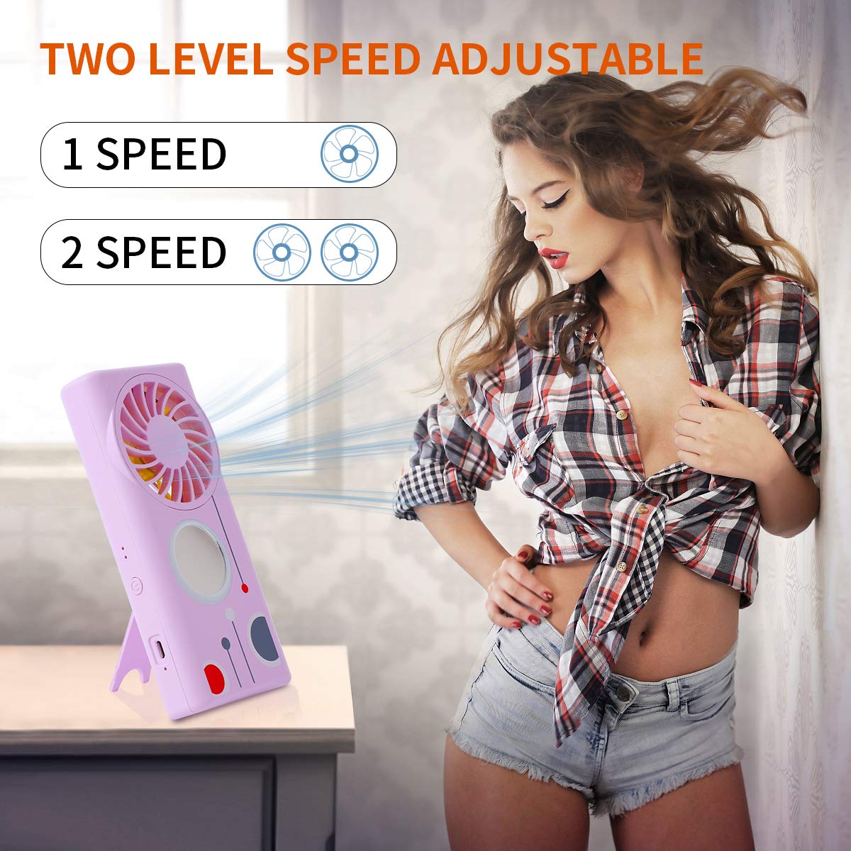 Handheld Mini Fan, 3 In 1 Makeup Mirror Fan, Usb Rechargeable Fan With Led Light Fragrance