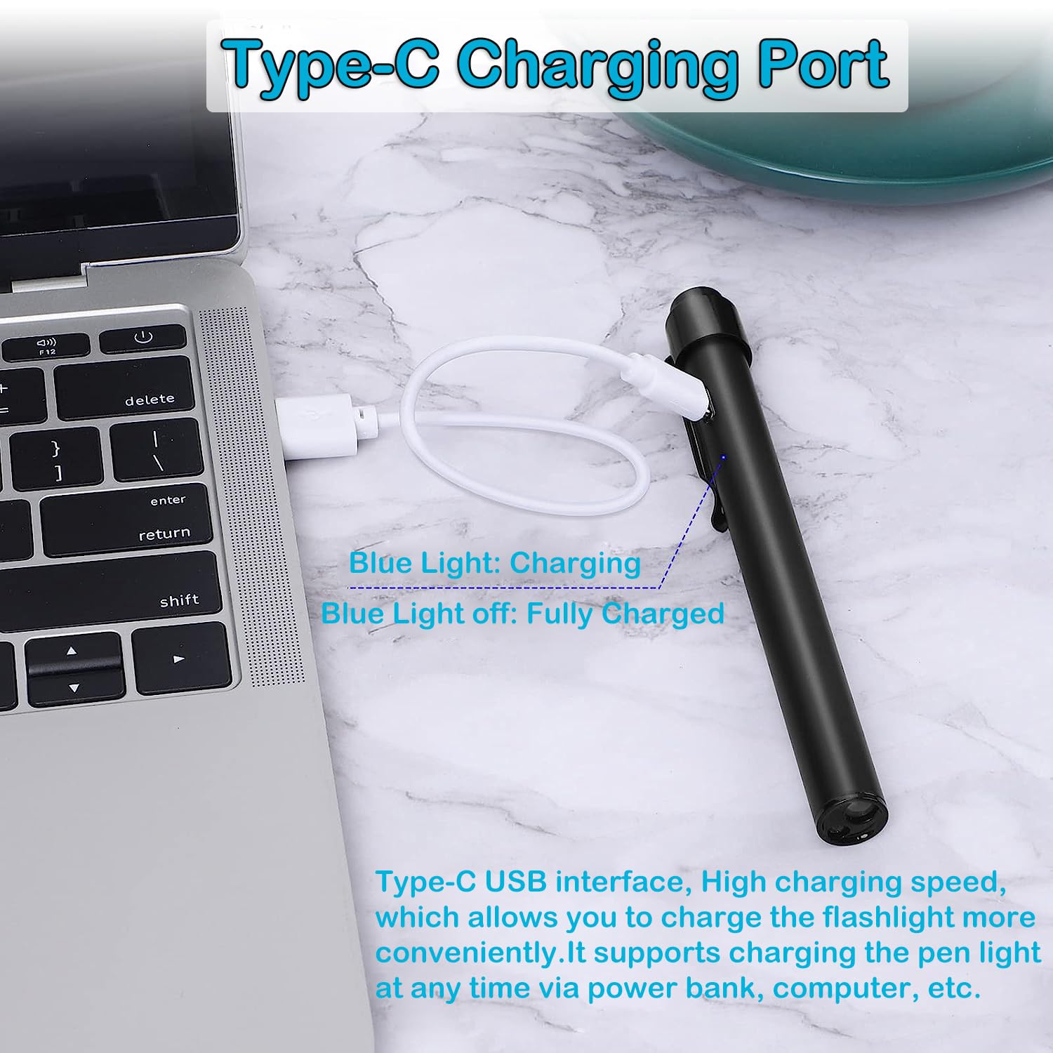 Yuentoen 2Pcs Pen Light, Led Pupil Gauge Penlight With 2 Light Led Sources, Usb Rechargeable Mini Penlight For Home Camping Outdoor And Emergency (Black+Silver)