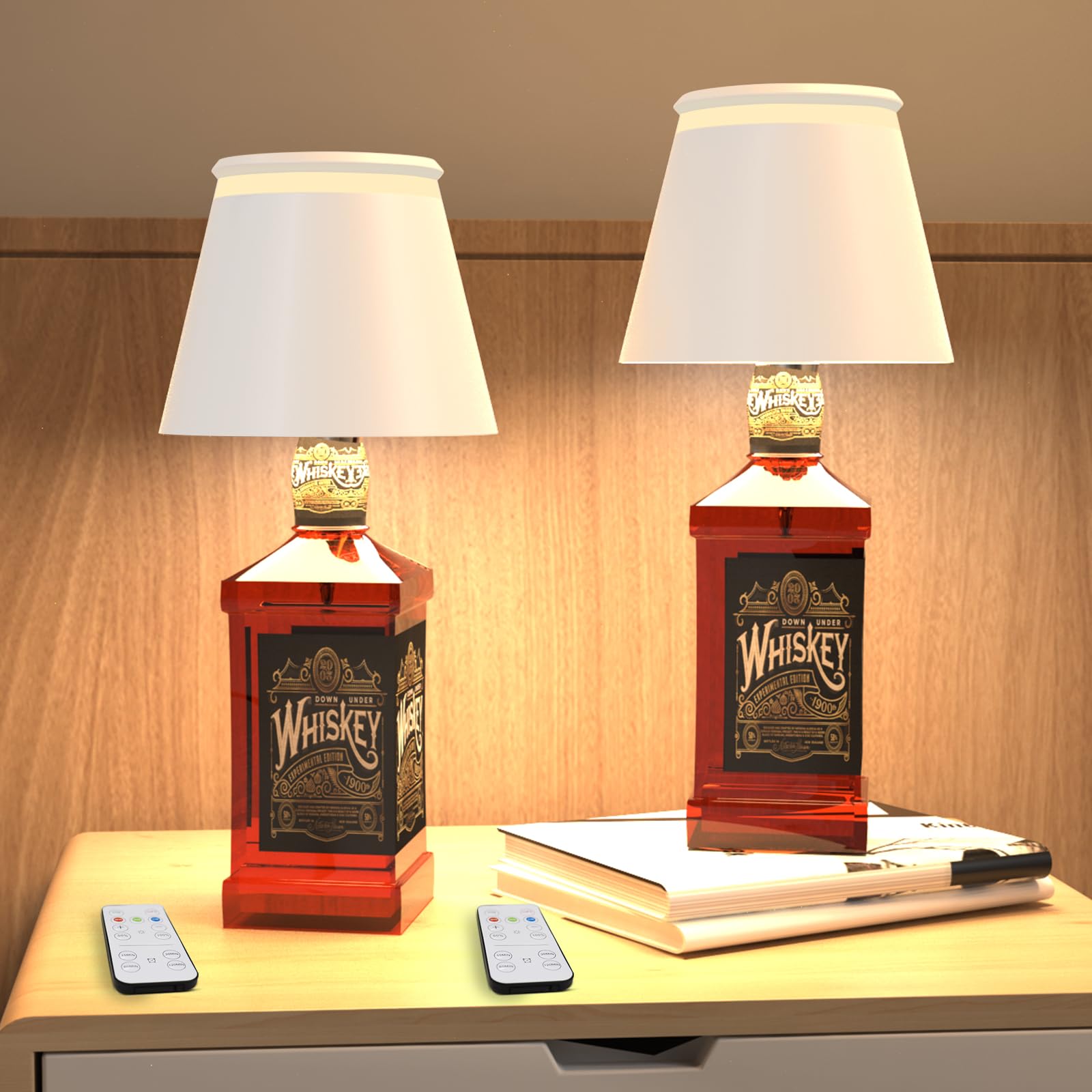 Yupola Wireless Bottle Lamp With Remote,Cordless Lamp Shade Dimmable For Wine Bottles,Rechargeable Battery Operated Touch Control Bottle Light For For Bedroom,Restaurant,Bar,Camping. (White, 2 Pcs)