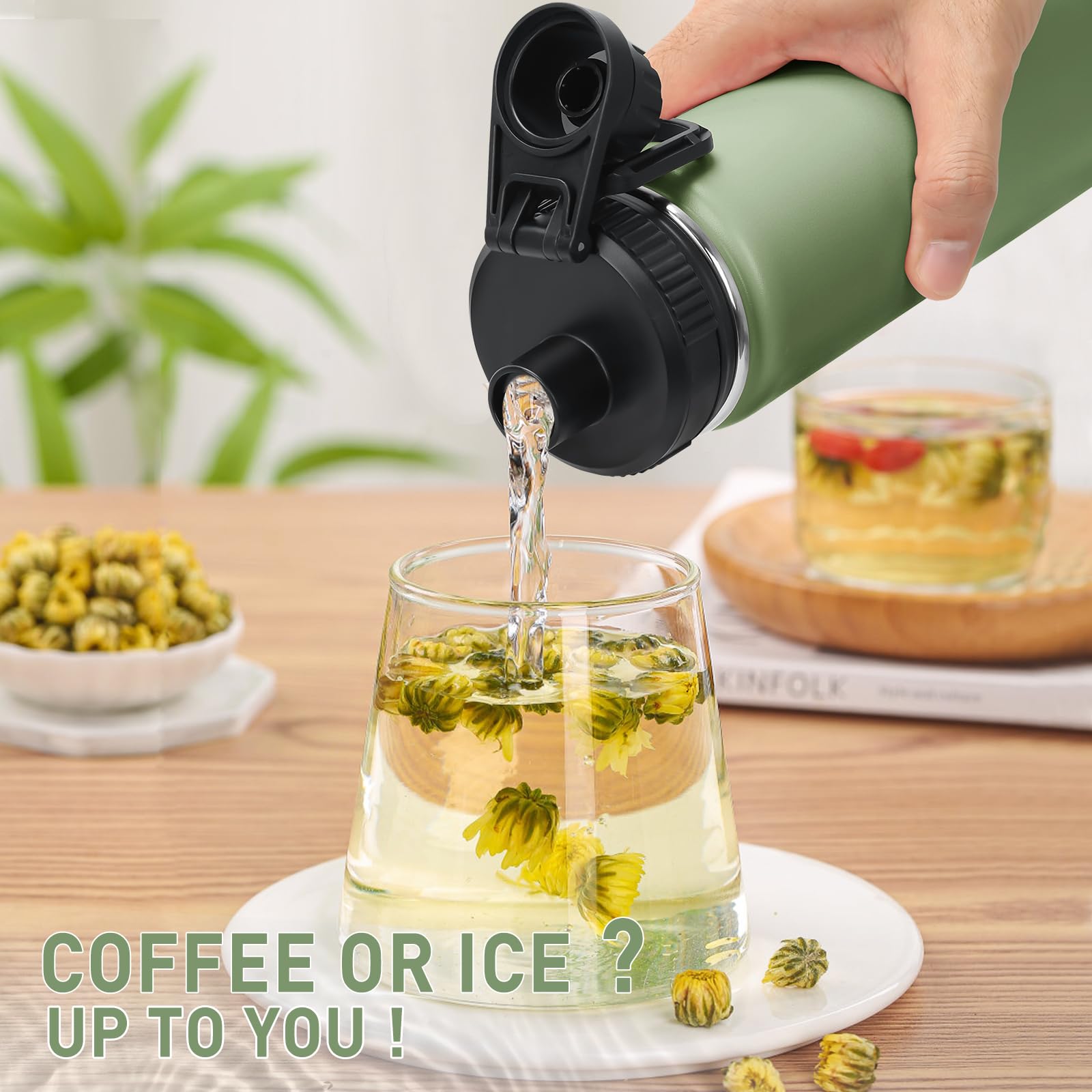 18 Oz Stainless Steel Water Bottles With Spout Lid Insulated Water Bottle Double Wall Vacuum Wide