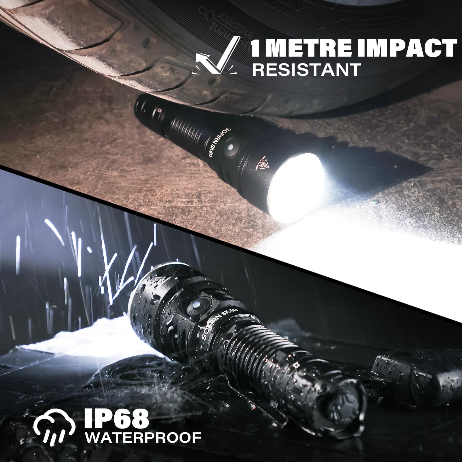 Sofirn Sk40 Utility Flashlight 3200 Lumens, Rechargeable Edc Flashlight With 580 Meters Long Throw, Dual Switches Led Flash Light Spotlight For Camping Hiking Hunting Searching