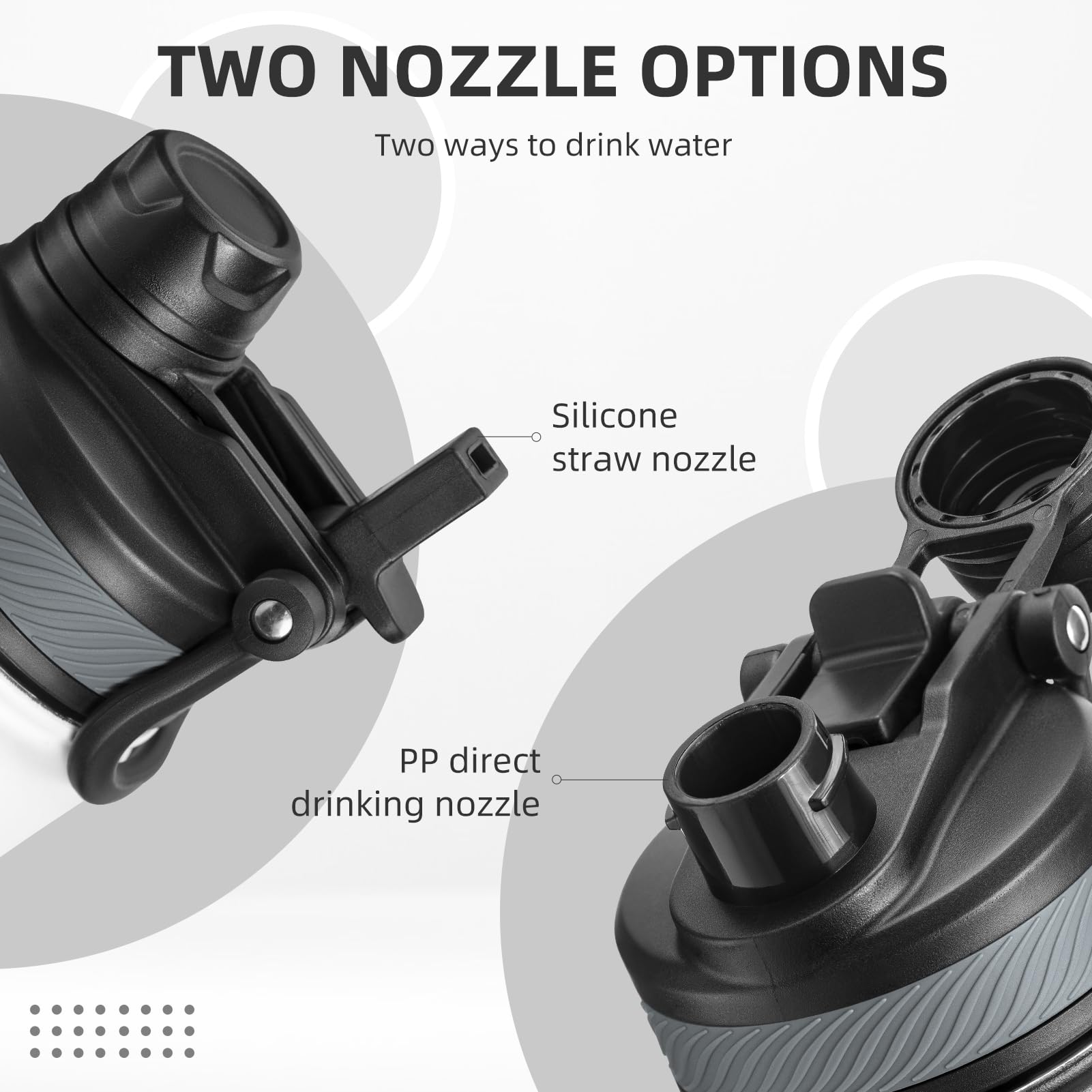 Rockbros Insulated Water Bottle With Straw, Stainless Steel Sports Water Cup Flask Leak Proof