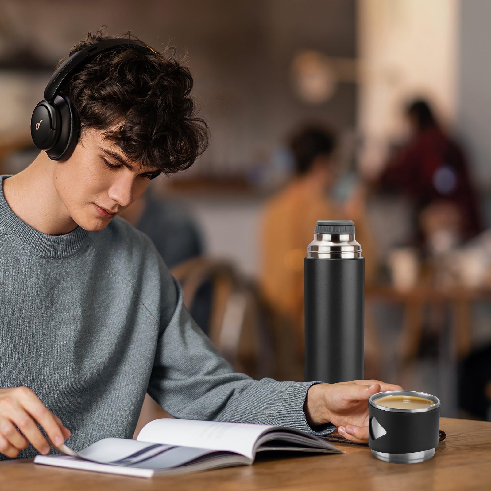 Stainless Steel Thermo 700Ml/23.7Oz Vacuum Insulated Bottle With Cup For Coffee Hot Drink And Cold