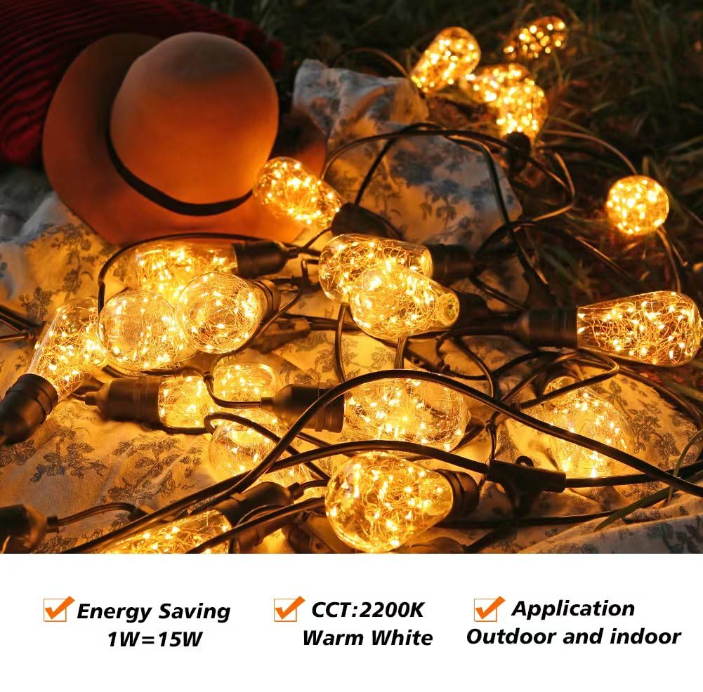 Ceinbota Ceinbota Led Fairy Bulbs, String Light Bulbs.St19 Starlight Decorative Bulbs Replacement Incandescent Lamp For Patio, Garden,Batheroom,Bedroom,Warm White 2200K,70Lm,E26 Base,120V/Ac,Not Solar Energy(4Pack)