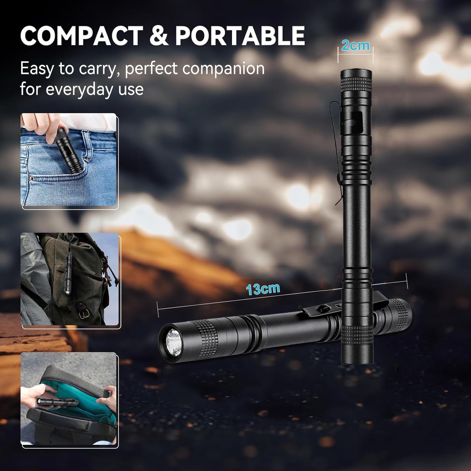 Hyvczp 4 Pcs Red Light Flashlight, Super Bright Led, Water Resistant, Aluminum, Black, For Observation, Astronomy, Outdoor Activities