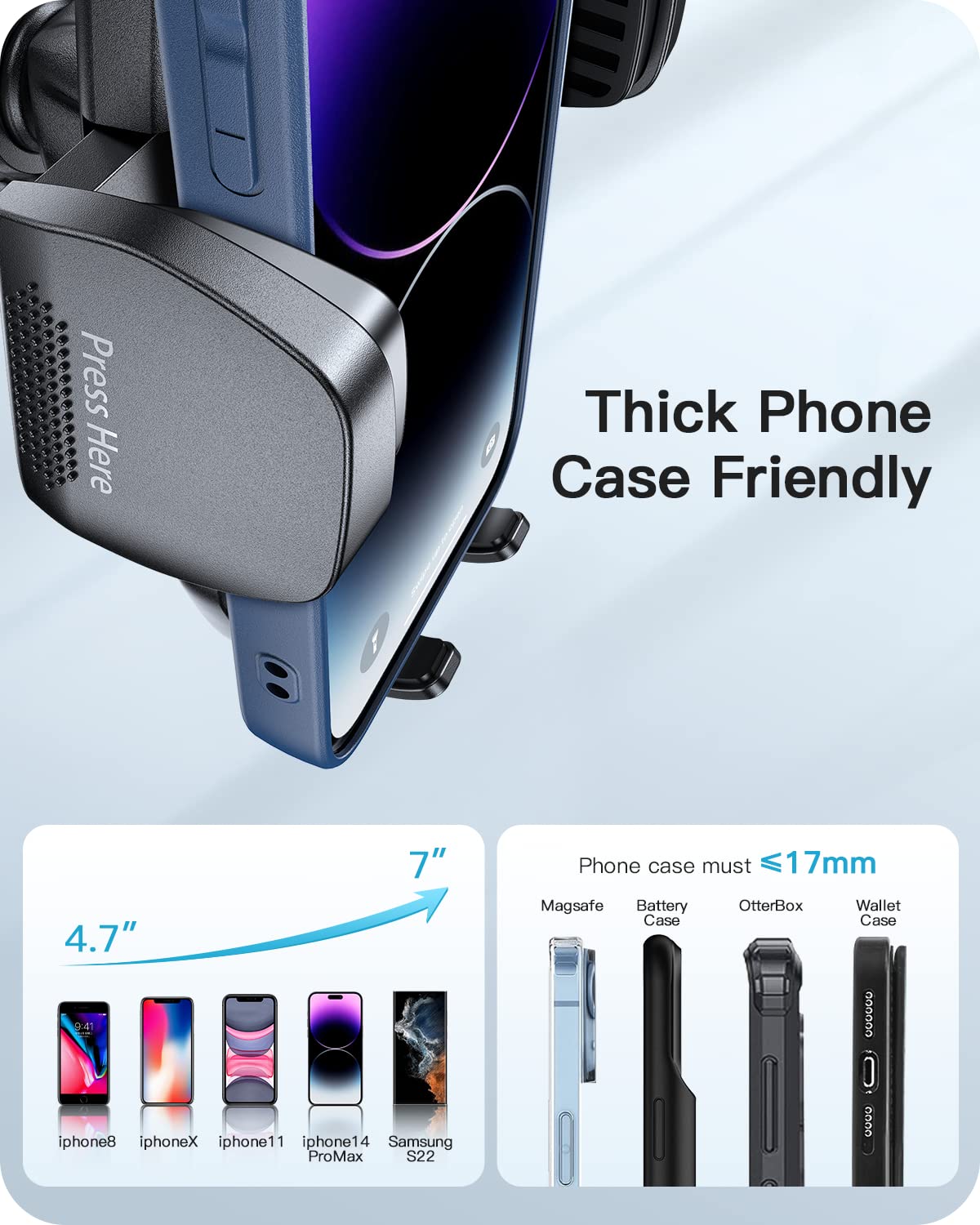 Apps2Car Car Phone Holder Mount Gooseneck Dashboard Windshield Suction Cup Phone Mount Anti-Shake Stabilizer Phone Car Cradle Compatible With All Cellphones & Thick Phone Case-H3S Carbon Fiber Style