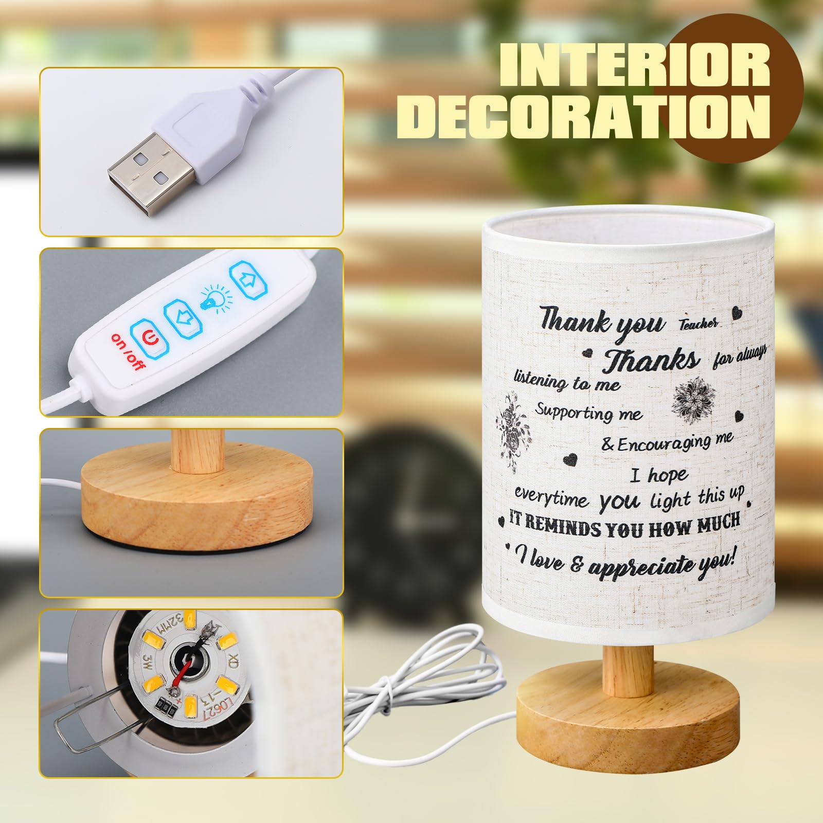 Glooglitter Teacher Appreciation Graduation Thank You Desk Lamp Women Reading Lamp For Teacher Appreciation Week Graduation Retirement Birthday