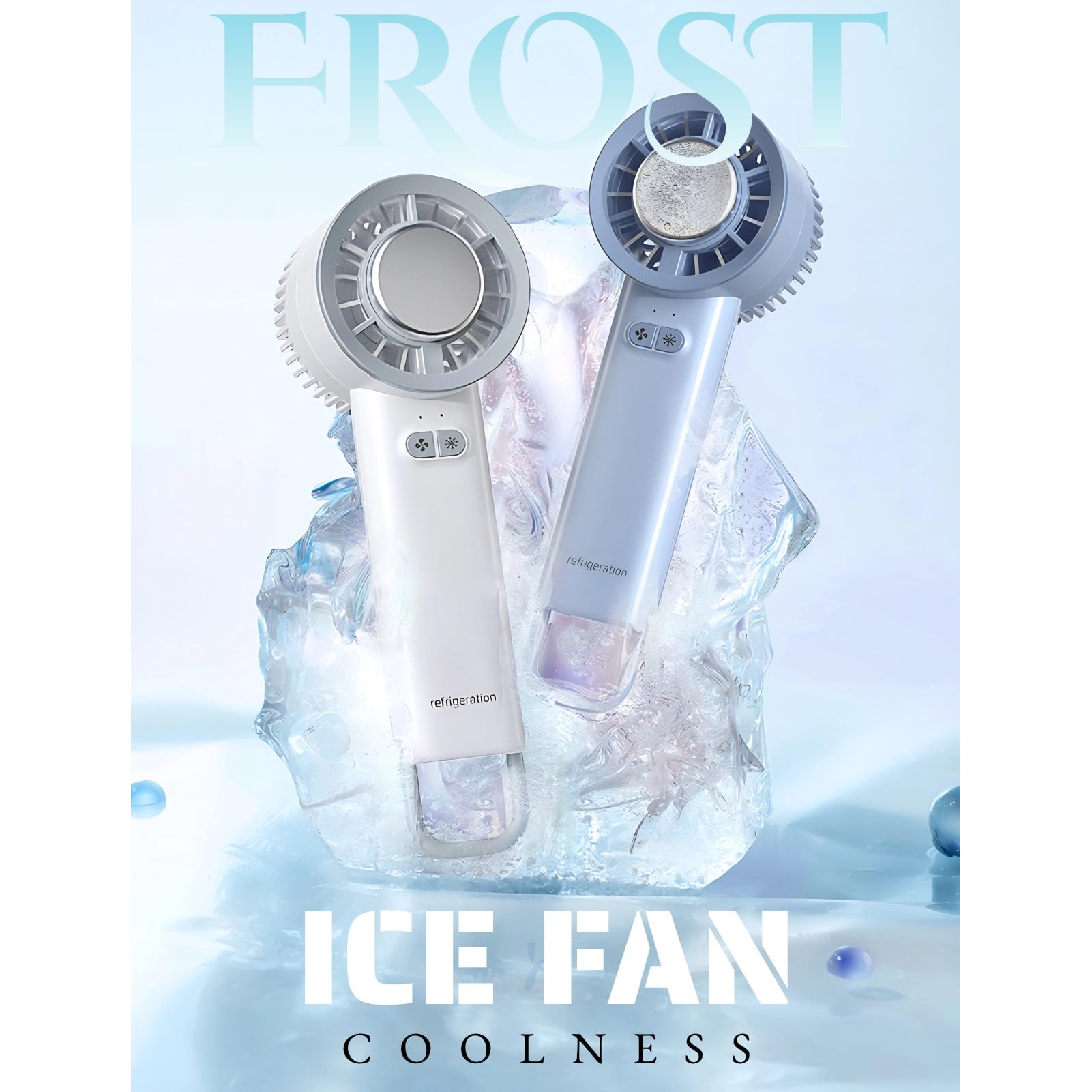 Handheld Fan With Ice Cooling, Usb Rechargeable 3 Speeds Low Noise Small Pocket Cooling Fan