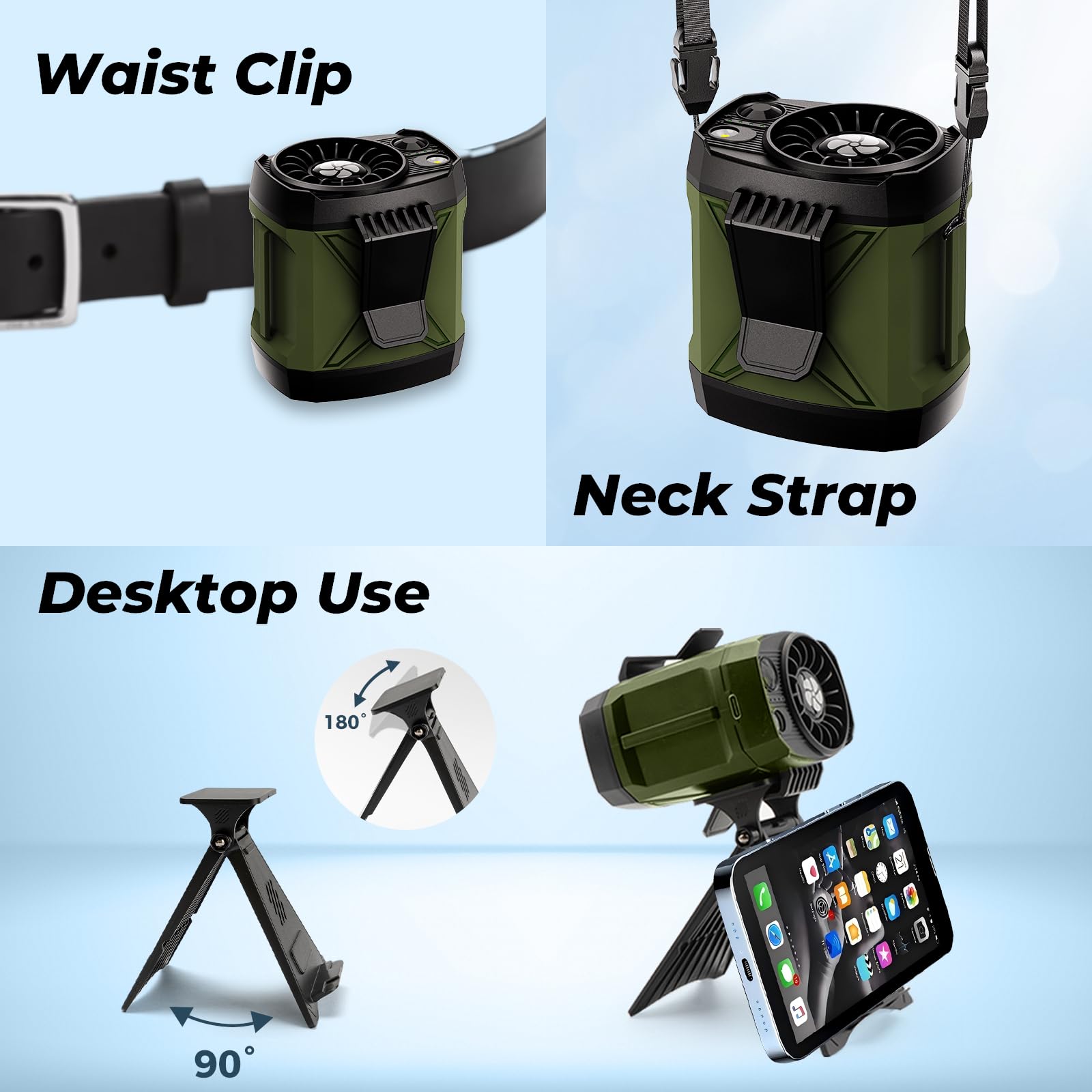 Portable Fan Rechargeable,4 Speeds Strong Airflowt,Battery Powered Mini Fan Handheld,Neck Fan