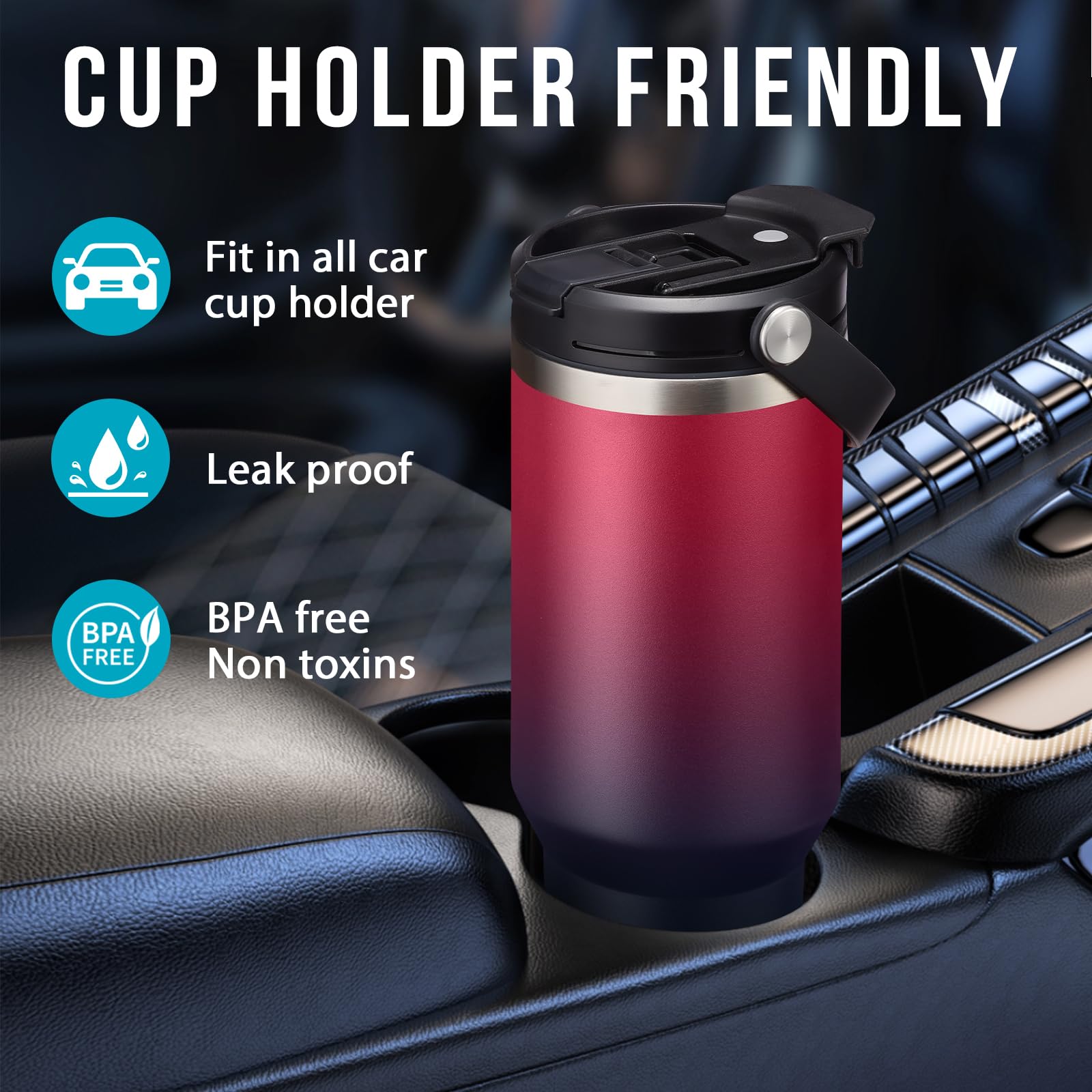 30 Oz Insulated Tumbler With Lid And Straw - Stainless Steel Triple Walled Coffee Mug, Keep Cold