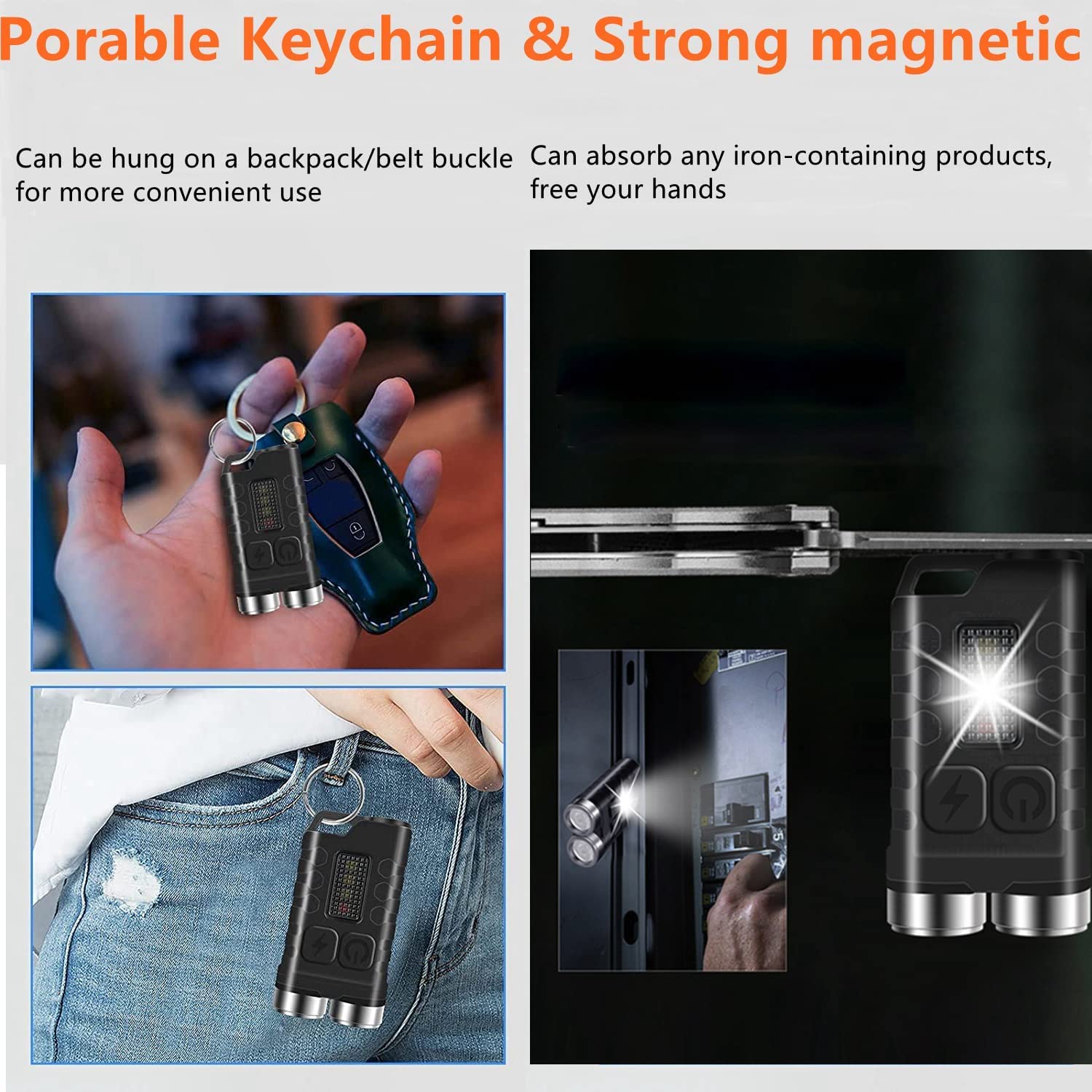 Nucwo Small Powerful Edc Flashlights With Red Uv Blue Light,Super Bright Usb Rechargeable Mini Pocket Led Keychain Flash Light With Magnet,10 Modeip65 Waterproof Torch For Outdoor Emergency Use