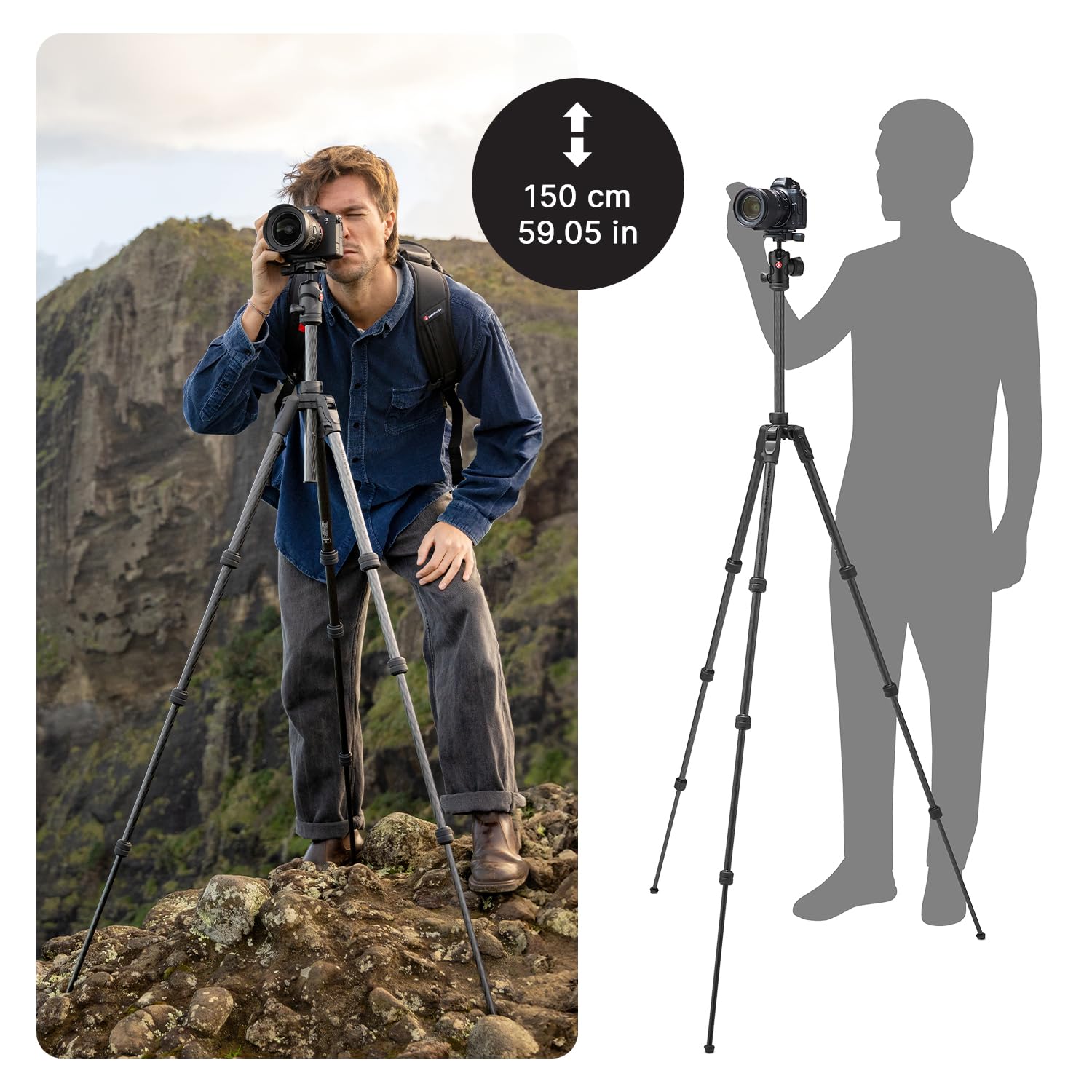 Manfrotto Be Advanced As, Camera Travel Tripod Kit, Twist Lock, Compatible With Arca-Swiss, Portable And Compact, Ball Head, Carbon Tripod For Dslr, Mirrorless, Camera Accessories