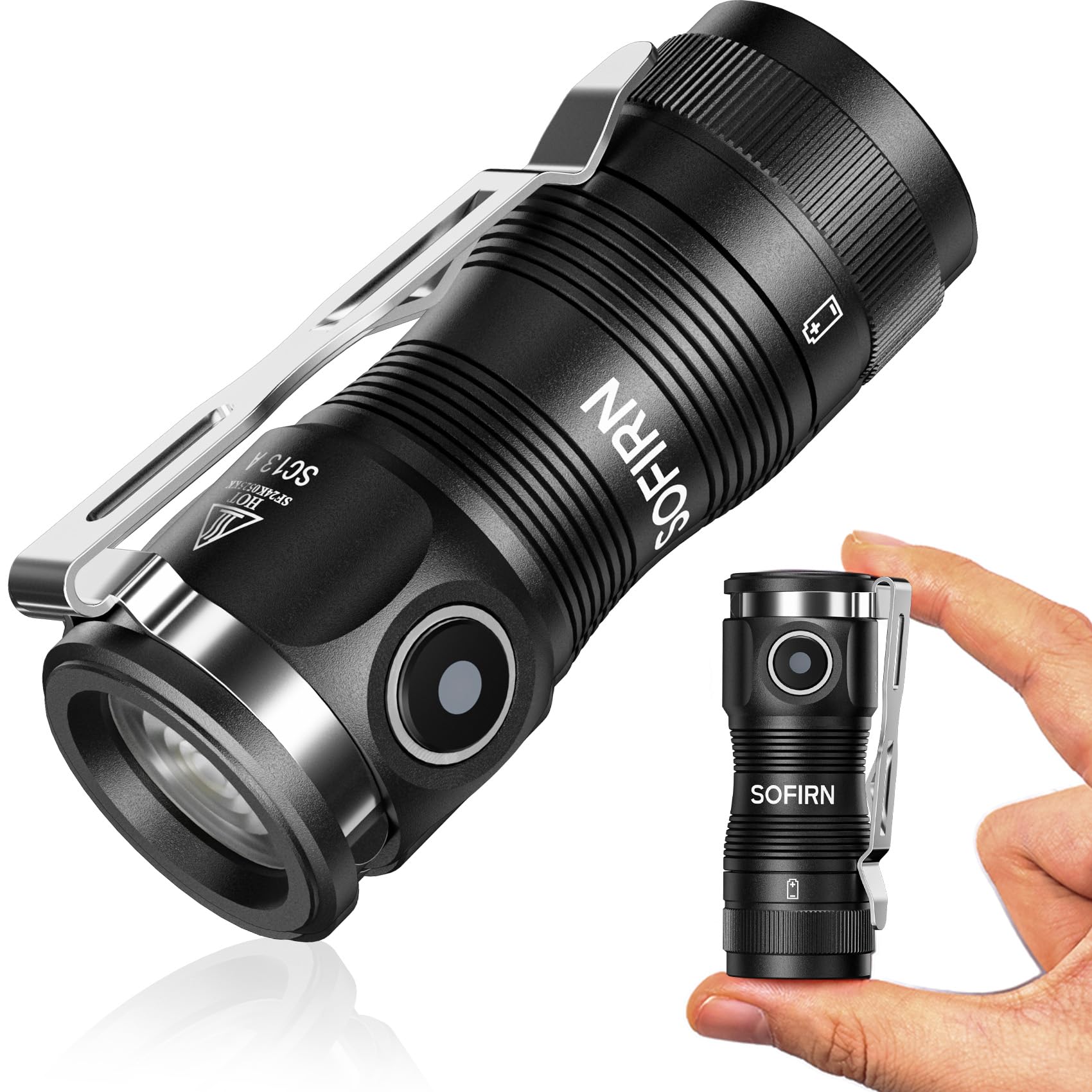 Sofirn Sc13A Rechargeable Mini Flashlight, Bright Flashlight 1300 Lumens, Andruril 2 Ui, Ip68 Waterproof, Pocket Flashlight For Everyday Carry Camping Hiking Exploring