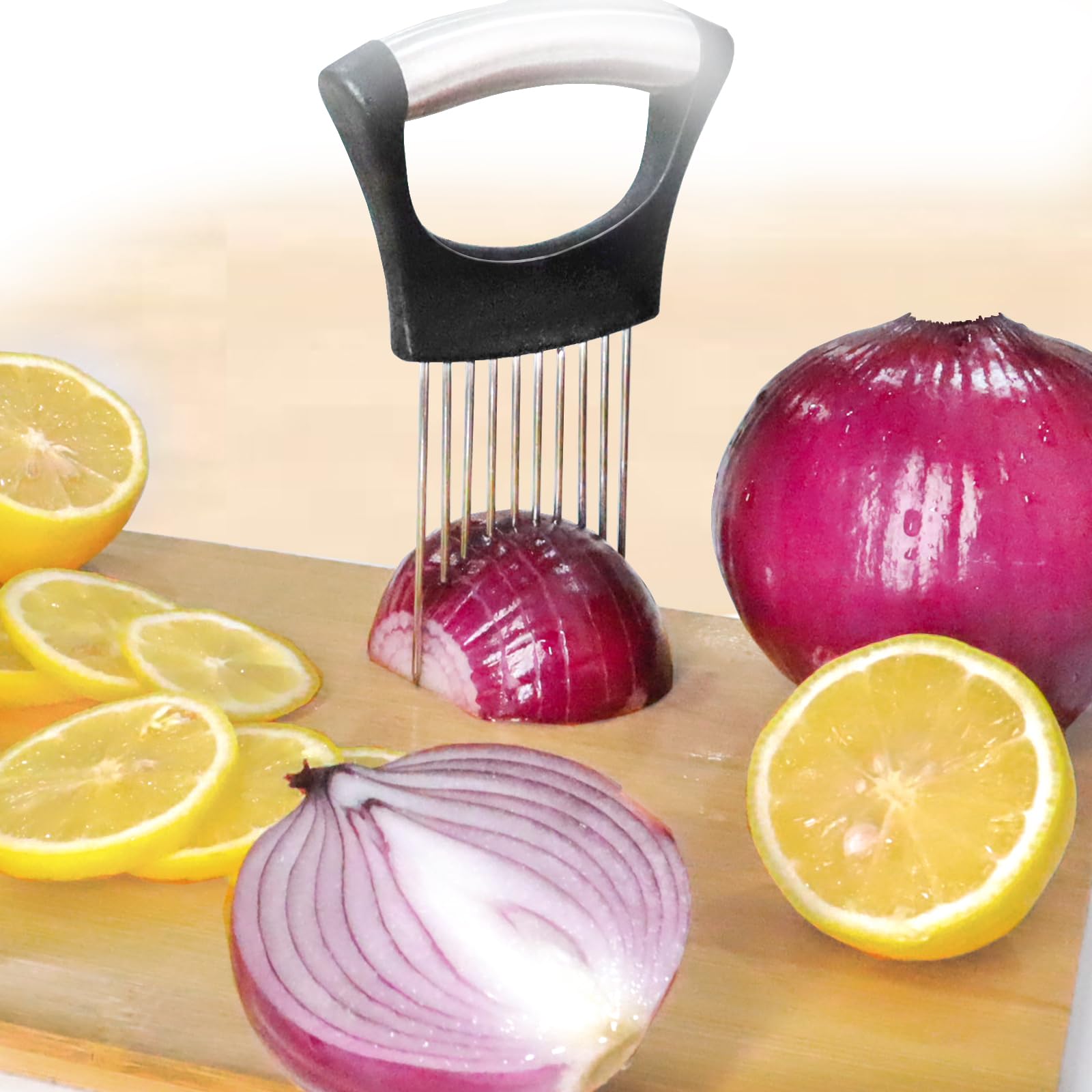 Jayvar Onion Holder for Slicing, Onion Cutter Vegetable Chopper, Stainless Steel Tomato Slicer Vegetable Cutter for Potato