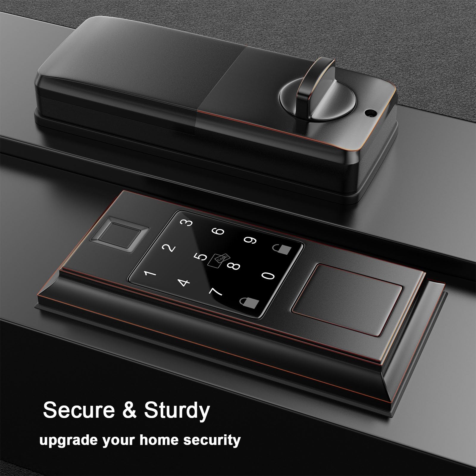 Narpult Front Door Smart Lock Set, Keyless Entry Deadbolt And Handle Set, Fingerprint Electronic Door Lock, Via Bluetooth App/Wifi(Need Gateway) Control, Oil Rubbed Bronze, 2051Orbset