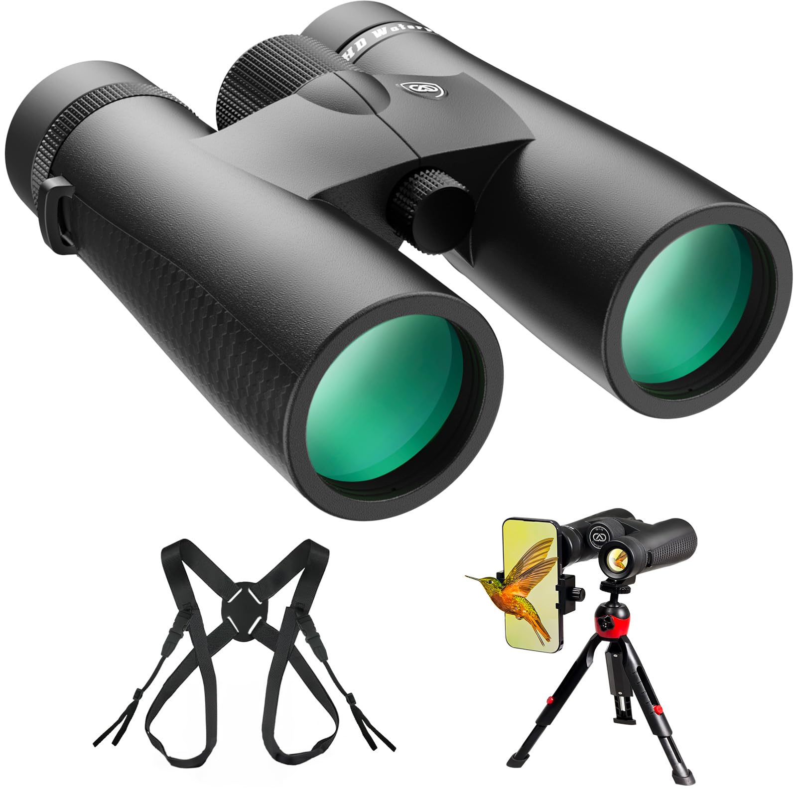 Three Triping 15X45 Hd Binoculars For Adults High Powered With Binocular Harness Strap, Phone Adapter And Tripod, Ipx7 Waterproof Binoculars For Hunting Wildlife Bird Watching Cruise Ship Travel Hiking