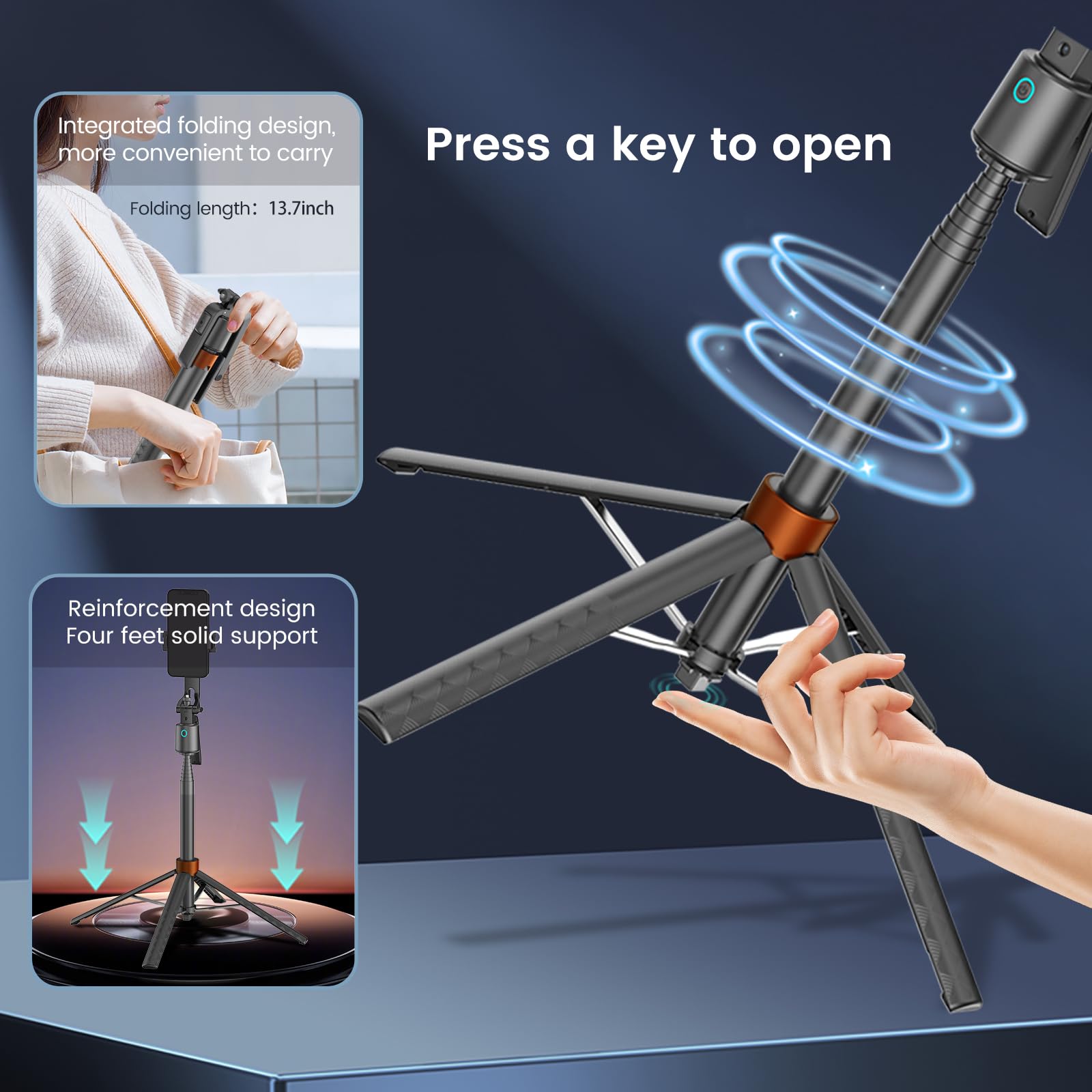 Arbenlulu Face Tracking Tripod For Iphone,70" Tall Travel Phone Tripod Stand With Light,Remote And Gesture Control,Selfie Stick For Video Recording&Tiktok Live Streaming&Content Creator