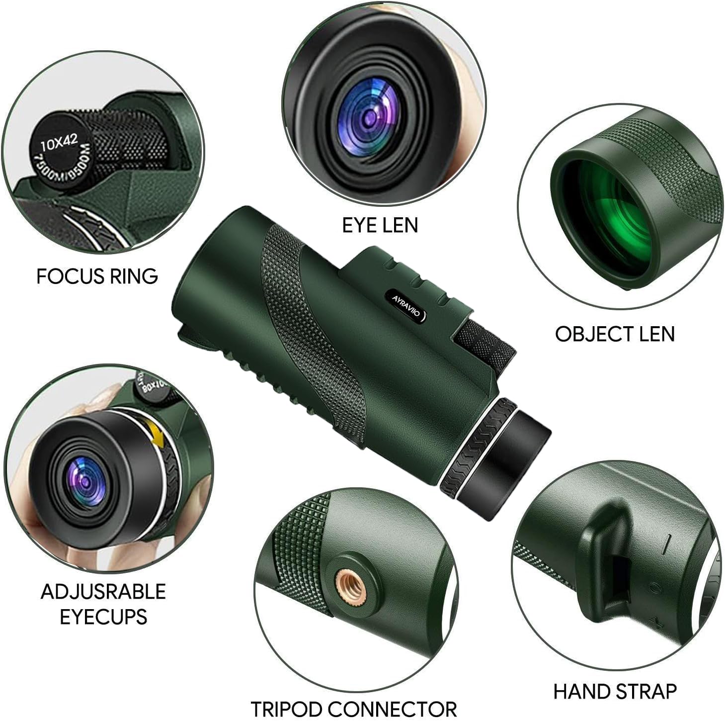 Ayraviio Birthday  For Men Dad Him Husband Teen, 10X42 Monocular Telescope For Adults, High Powered Fmc & Bak4 Scope, Compact Monocular, For Fathers Day, Outdoors Survival Hiking Gear For Adventure