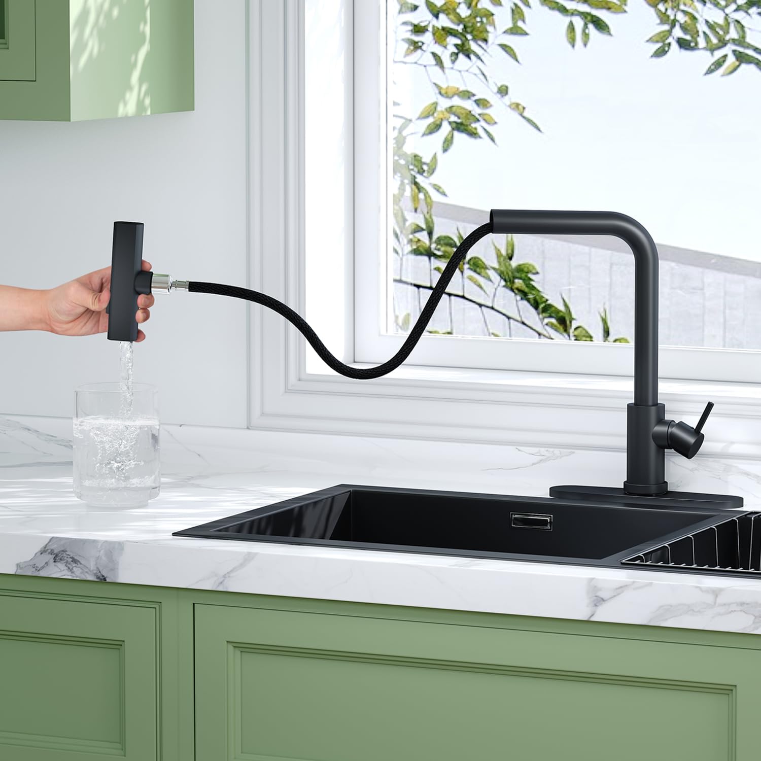 Loread Kitchen Faucets With Pull Down Sprayer For 3 Function,Waterfall Kitchen Sink Faucet,Commercial Modern Single Handle Stainless Steel Kitchen Sink Faucets With Pull Down Sprayer