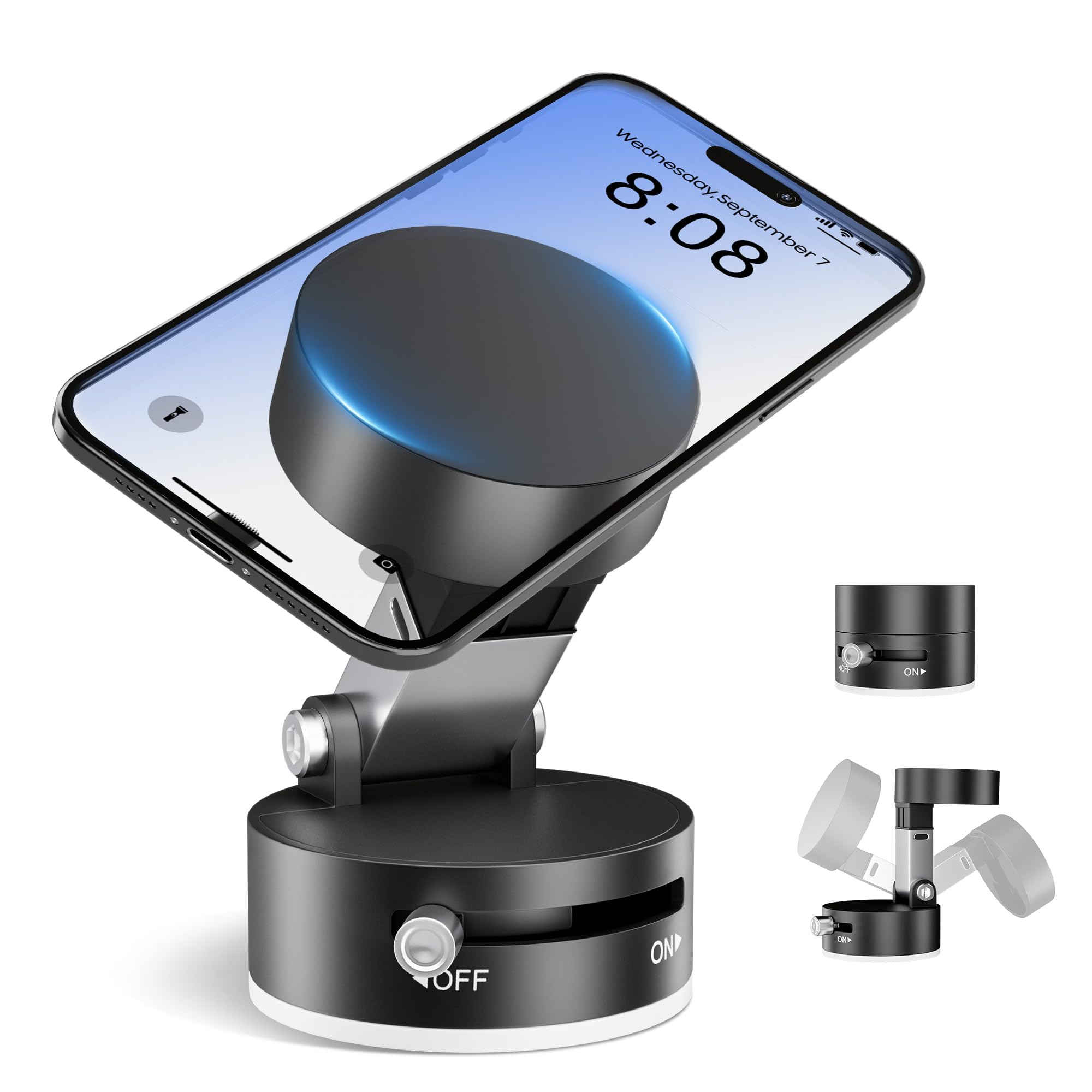 Get Magnetic Phone Holder For Car, 360° Position Suction Cup Phone Mount, Foldable Vacuum Magnetic Phone Stand For I-Phone 16/15/14/13/12 All Phones