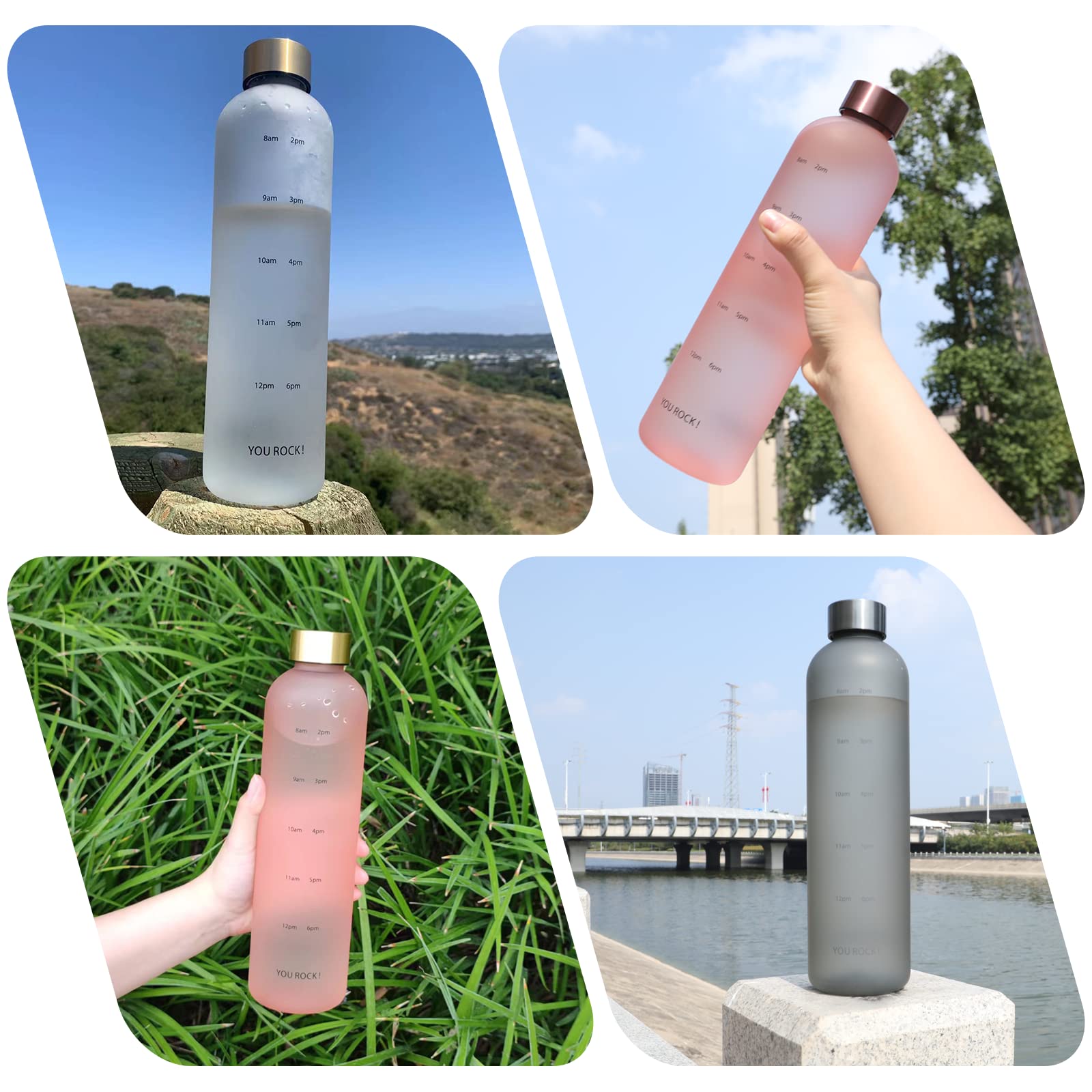 32Oz Water Bottles With Times To Drink, Motivational Water Bottle With Time Marker