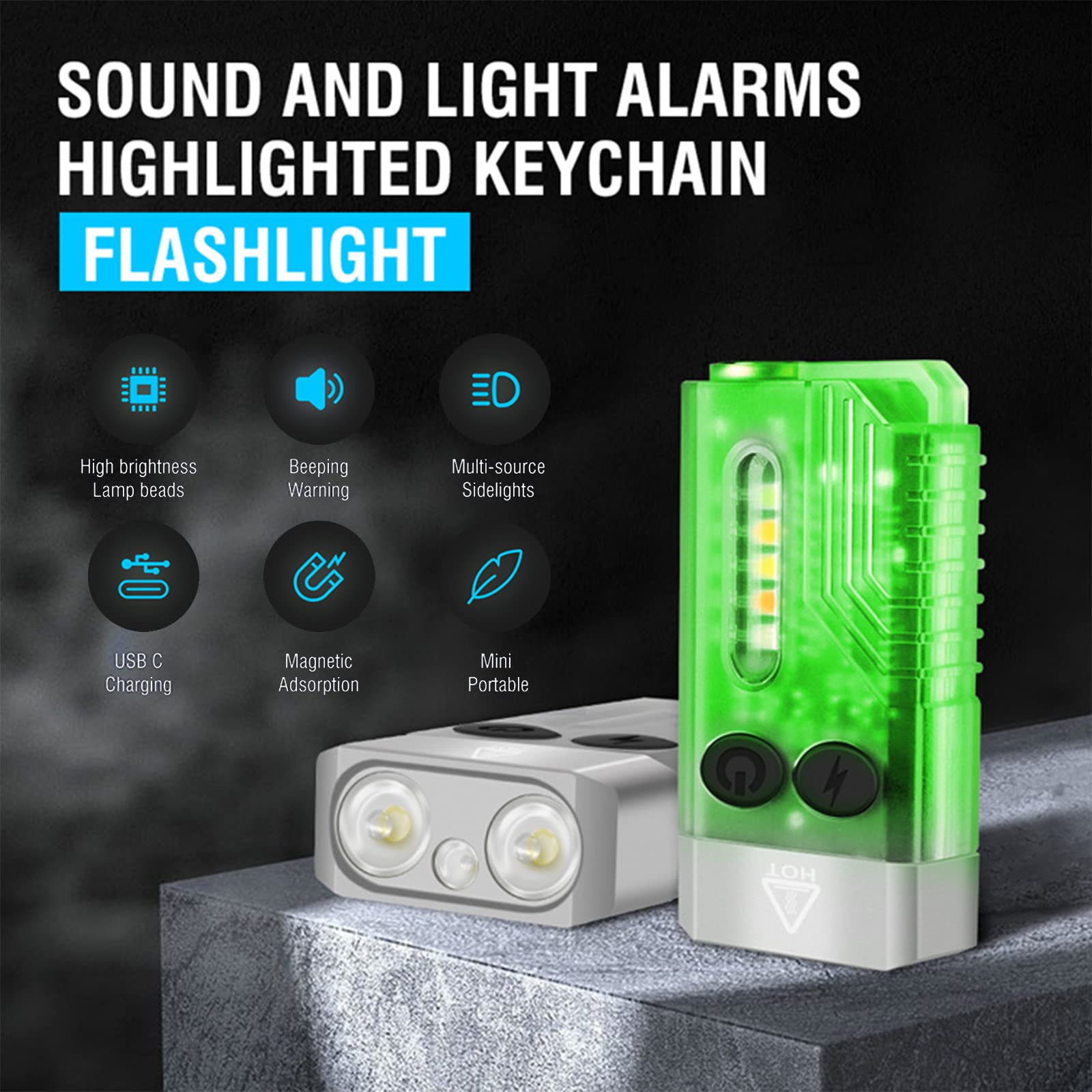 Fitorch Small Powerful Edc Flashlight, Super Bright 1000 Lm Rechargeable Led Keychain Flash Light With 365Nm Uv Red Green Blue Light, Mini Pocket Cob Side Tail Magnet - 14 Modes, Ipx4, White (V10)