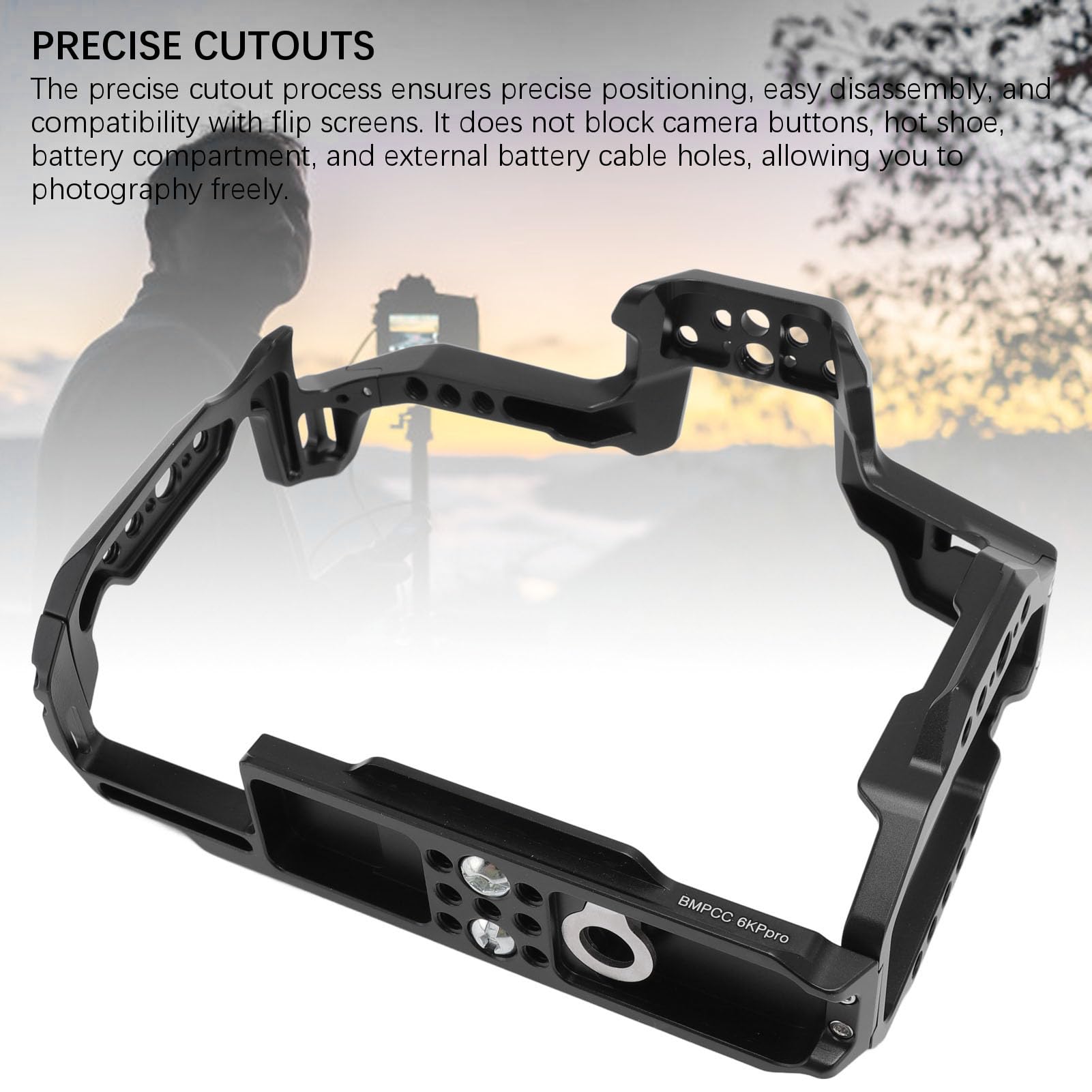 Akozon Camera Cage Aluminum Alloy Metal Video Rig Protective Full Cage Bmpcc 6Kpro Cold Shoe Mount Kit