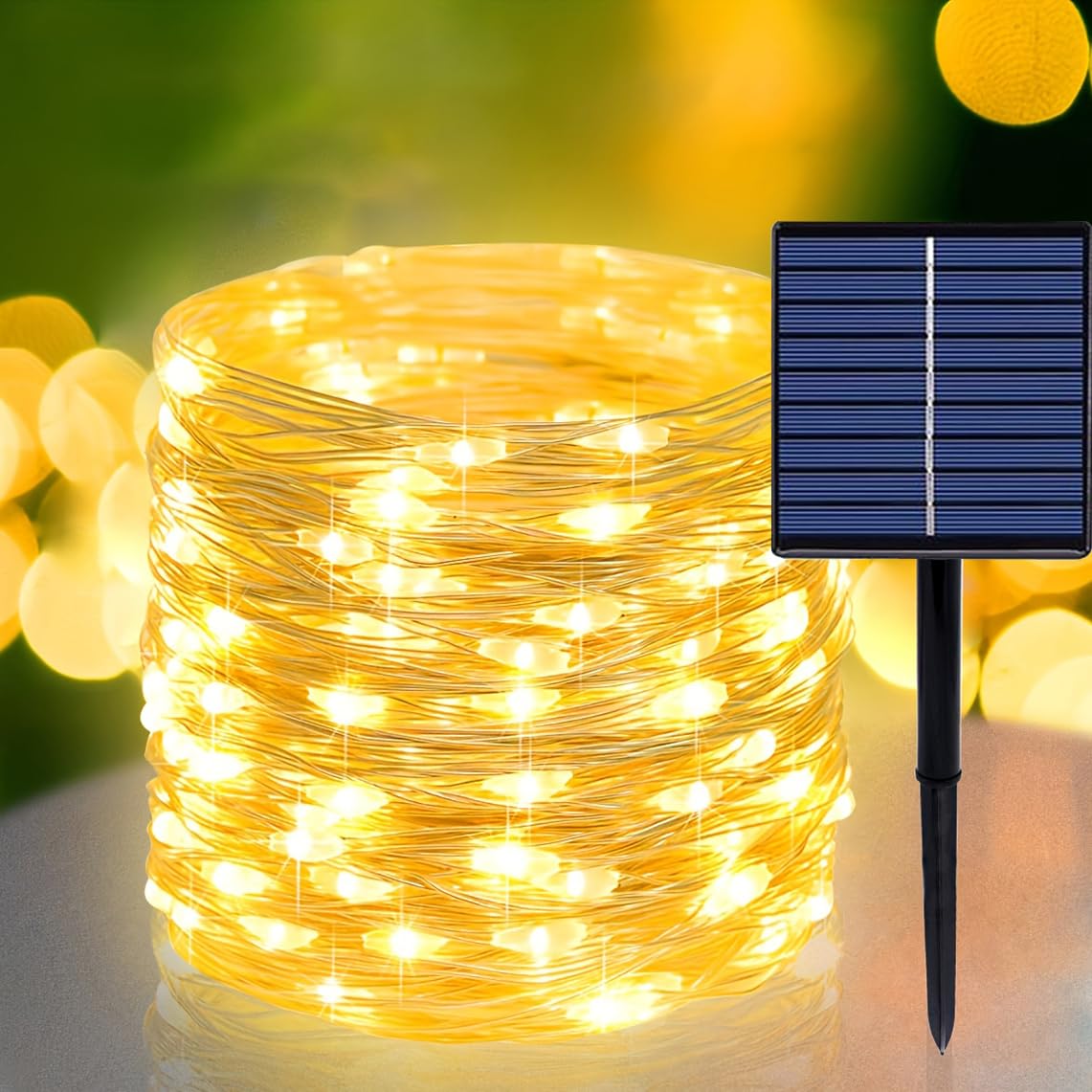 Sfndou Solar String Lights For Outside, 33Ft 100 Led Outdoor Solar Fairy Lights Waterproof 8 Modes, Xmas Tree Light For Patio Garden Party Backyard Wedding Holiday Decor, Warm White