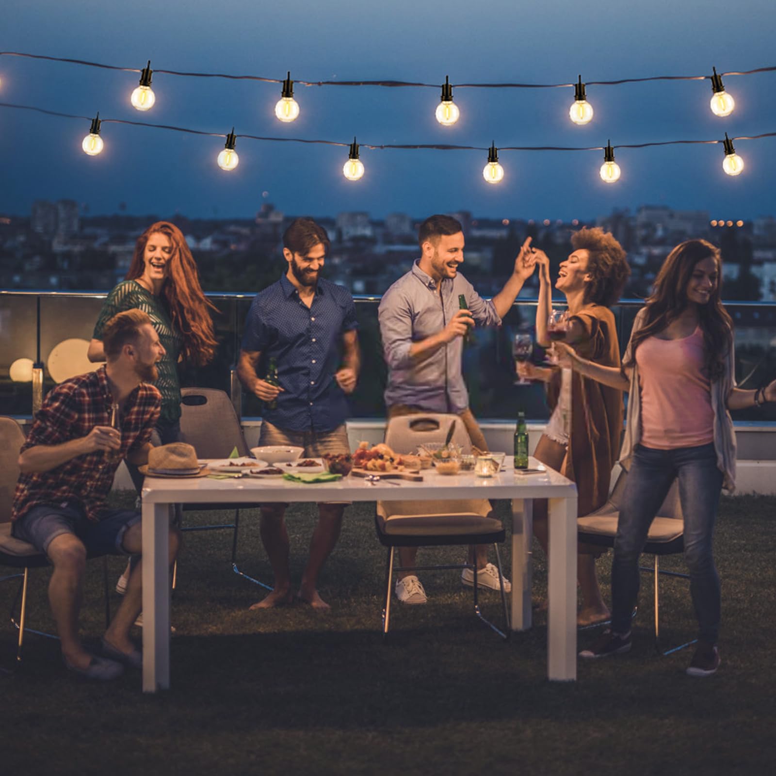 Zjojo 35Ft Solar String Lights Outdoor Waterproof, G40 Globe Patio Lights Solar Powered Outdoor String Lights With 15 2700K Shatterproof Bulbs Hanging Lights For Porch Garden Backyard Pergola Bistro