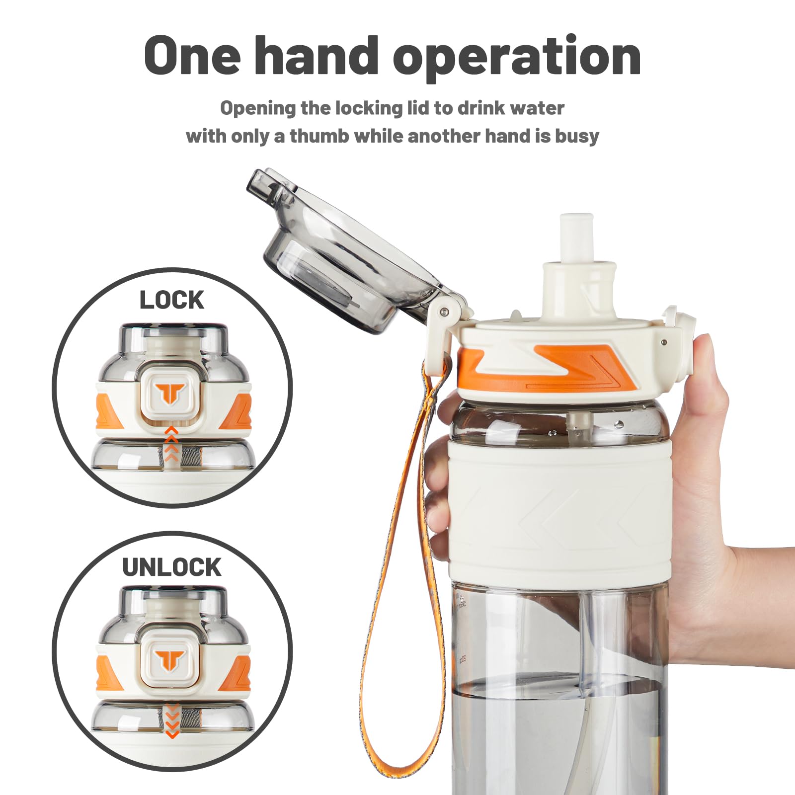 Tkk Sports Water Bottles With Removable Straw 34 Oz Leak-Proof Flip Top Lid Tritan Bottles