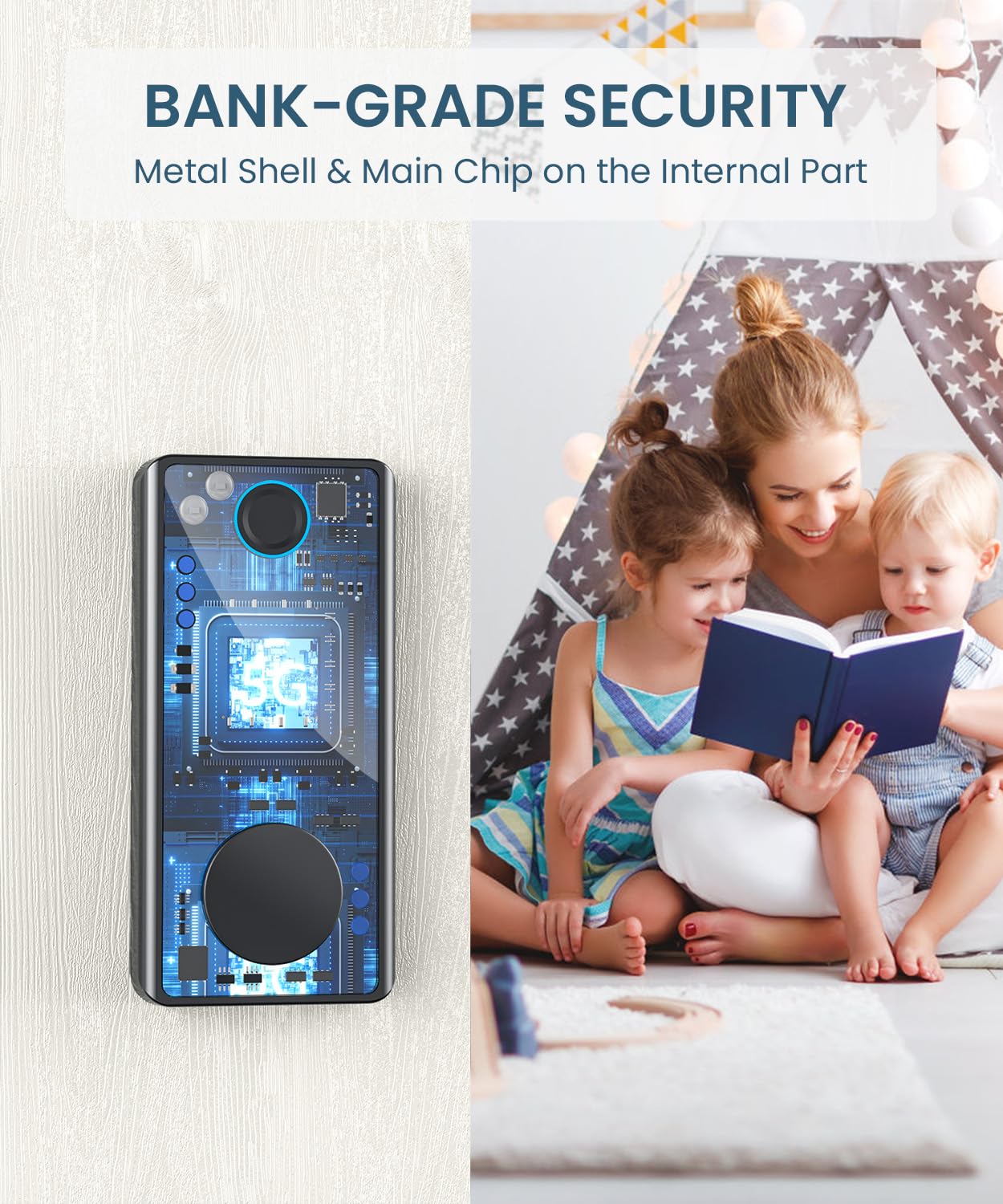 Psos Smart Front Door Lock - Keyless Entry With Fingerprint & Keypad - Biometric Digital Deadbolt With Auto Lock, App Control - Secure Electronic Entry For Home