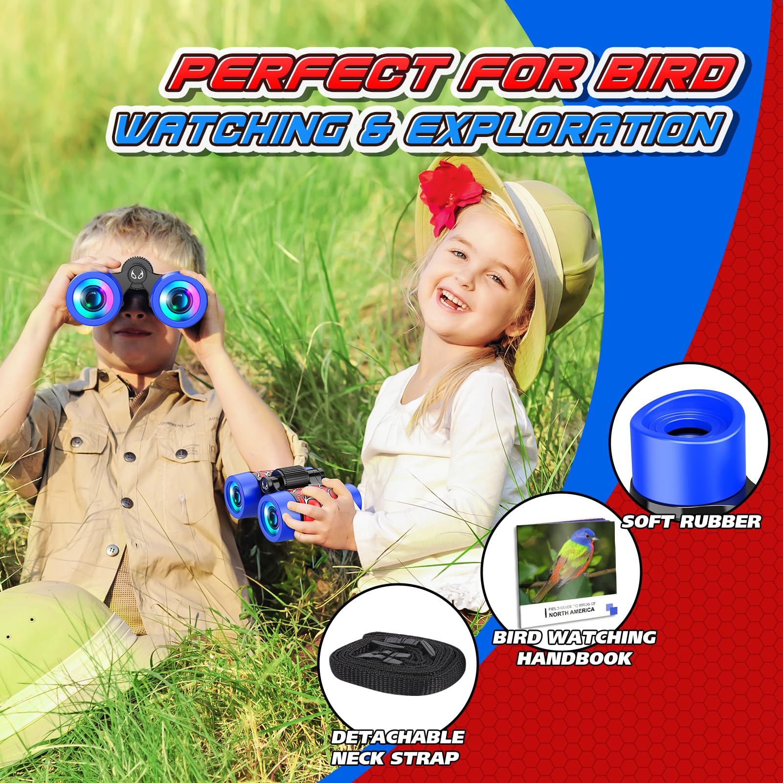 Spidolapse Binoculars Toys For Kids Ages 3-8: Outdoor Adventure Toy With Bird Watching Guide For 4 5 6 7 8 Year Old Boys Girls Birthday  Toddler Travel Camping Binoculars Toy Age 4-6