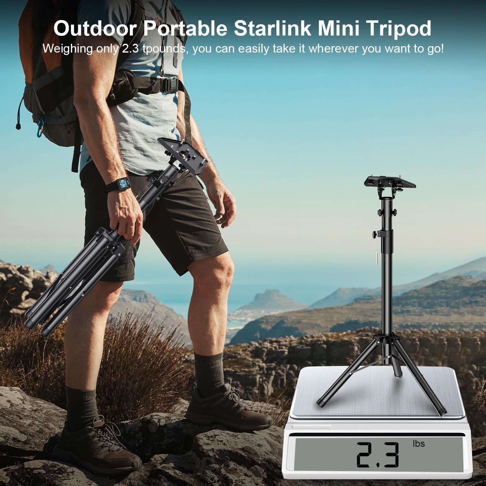 Bluedery Starlink Gen 3 Tripod Mount, Tripod Stand For Starlink Gen 3(V3) Dish With Starlink Gen 3 Pipe Adapter, Starlink Gen 3 Mount Kit For Starlink V3 Dish