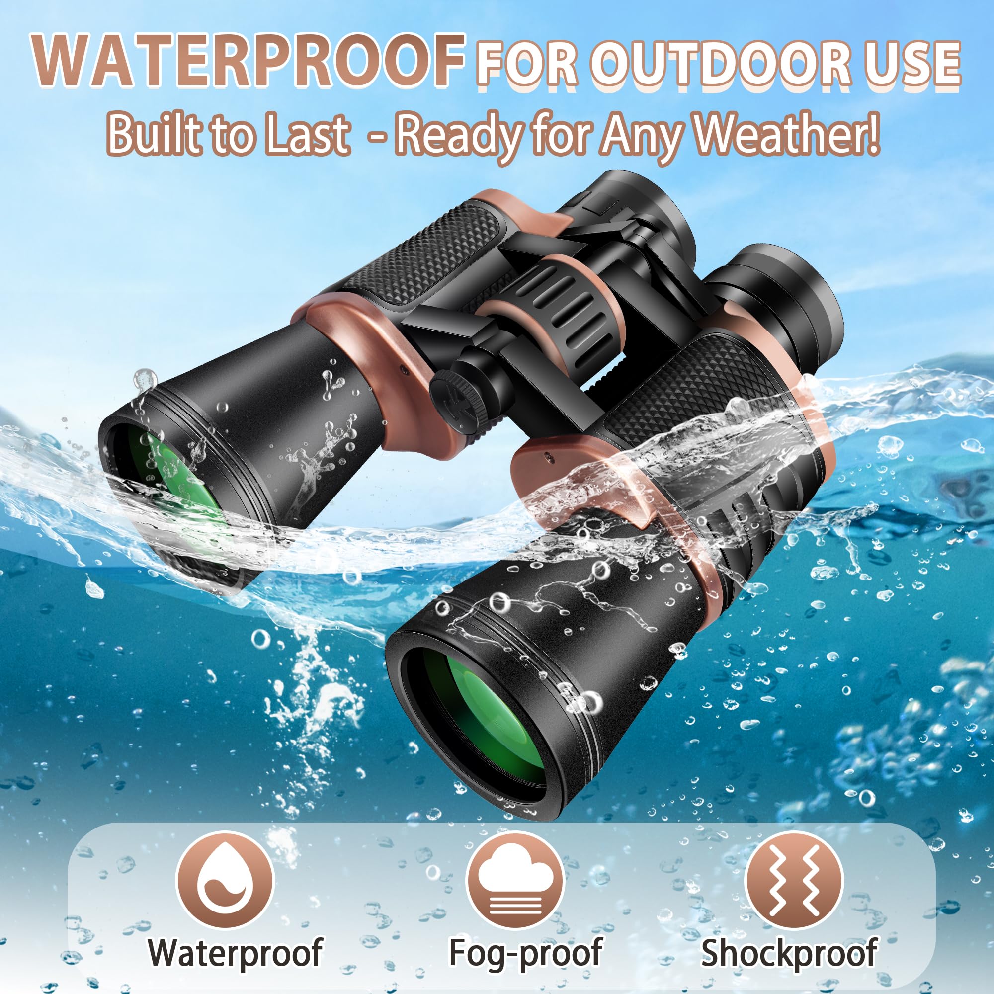 Gaterda 22X50 Binoculars For Adults High Powered, Bak-4 Prism Hd Fmc, Professional Waterproof Binoculars For Bird Watching, Hunting, Travel With Carrying Bag
