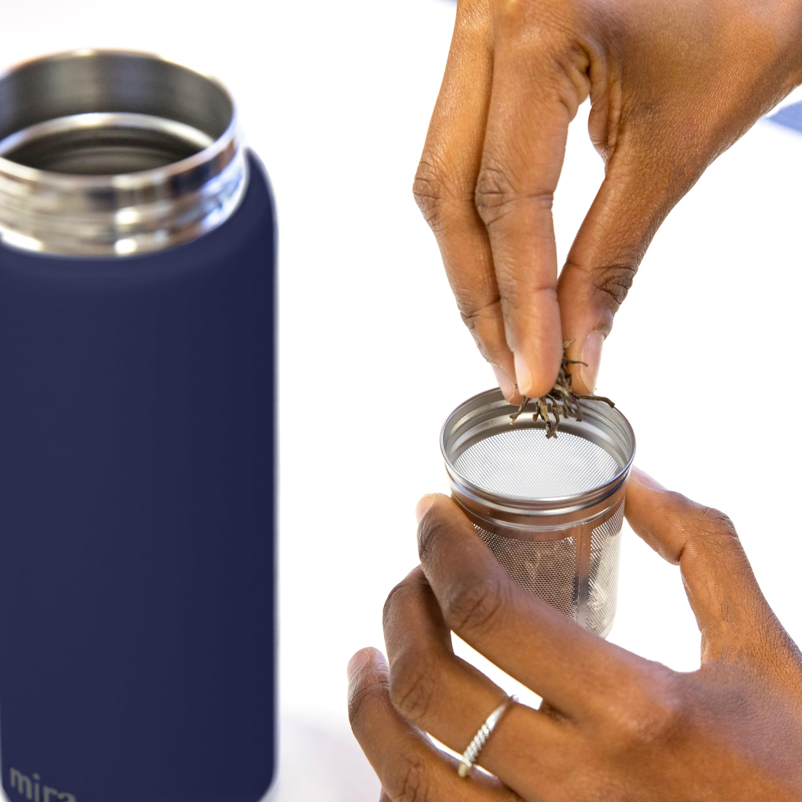 Mira 18 Oz Tea Infuser Thermos - Stainless Steel Travel Bottle With Removable Strainer