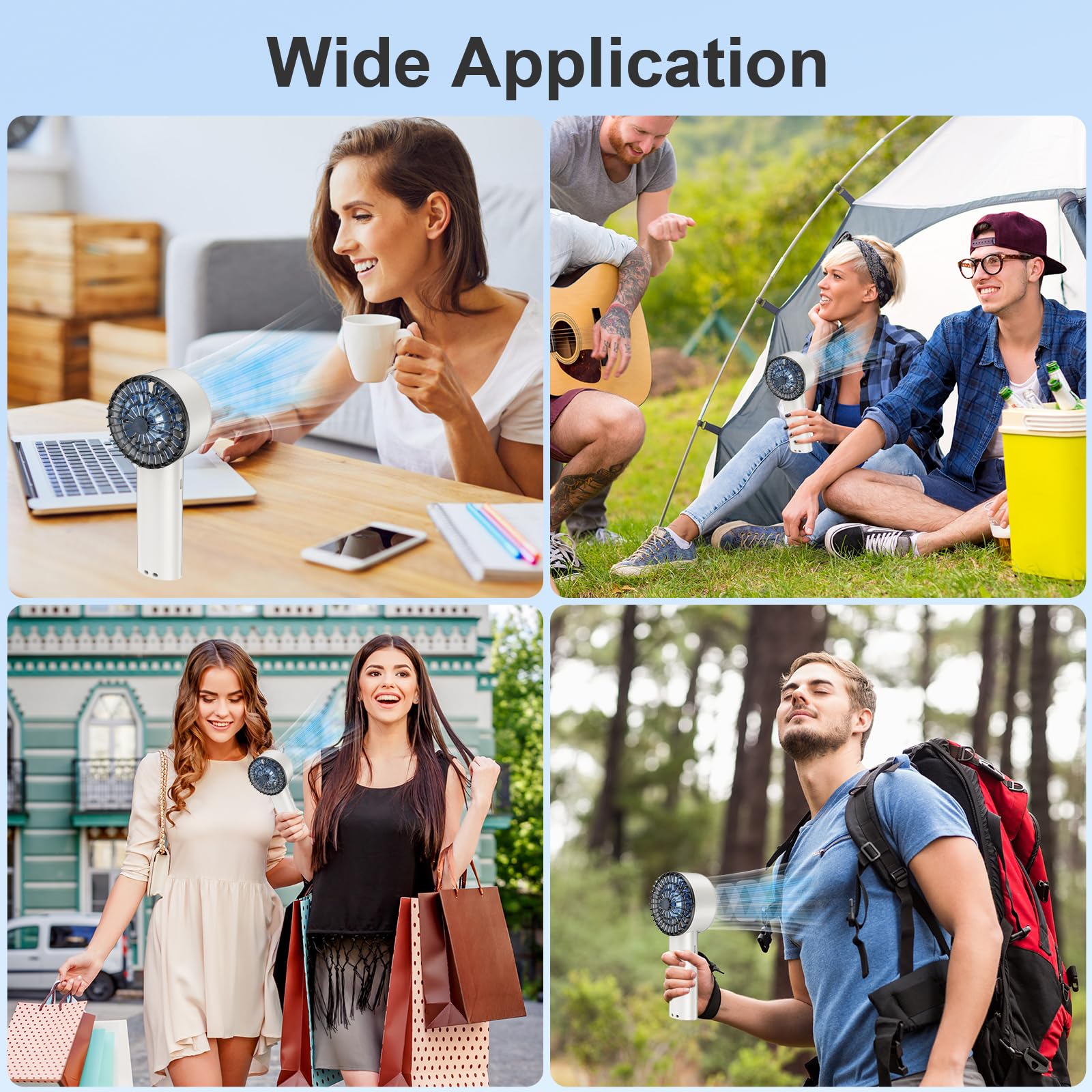 Portable Handheld Ice Fan, Digital Display, 5200Mah Rechargeable Battery, 100 Speed Mini Fan Blow