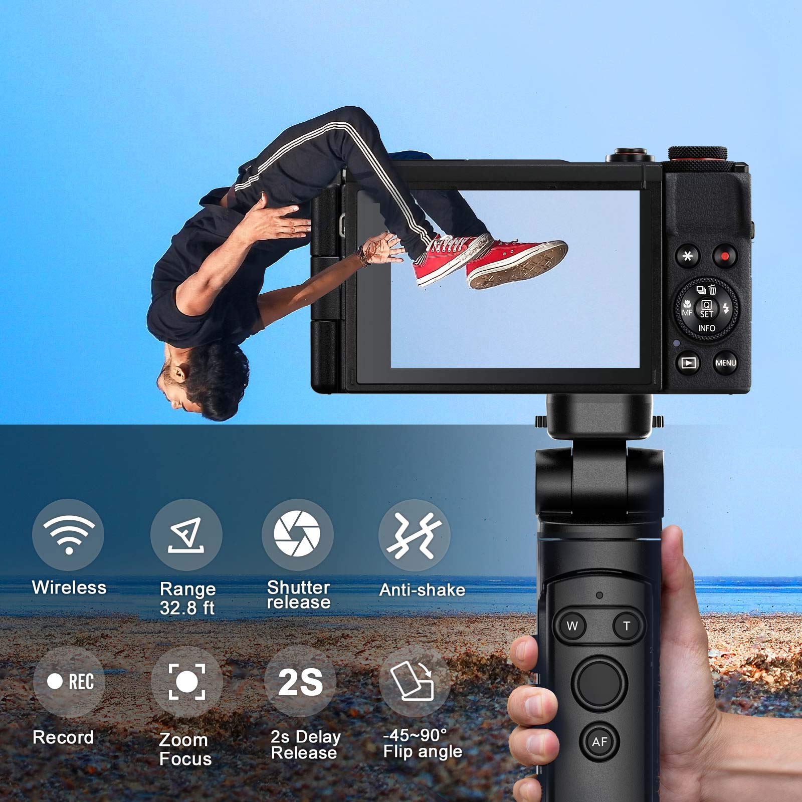 Aodelan Camera Remote Control Wireless Shooting Grip Tripod Grip For Canon Eos Rp, Eos R, R5, R6, M50, M50 Ii, 6D Mark Ii, 77D, 850D, 800D, 200D, 250D, Eos Rebel Sl2, T7I, T8I, 90D, Eos M6 Mark Ii