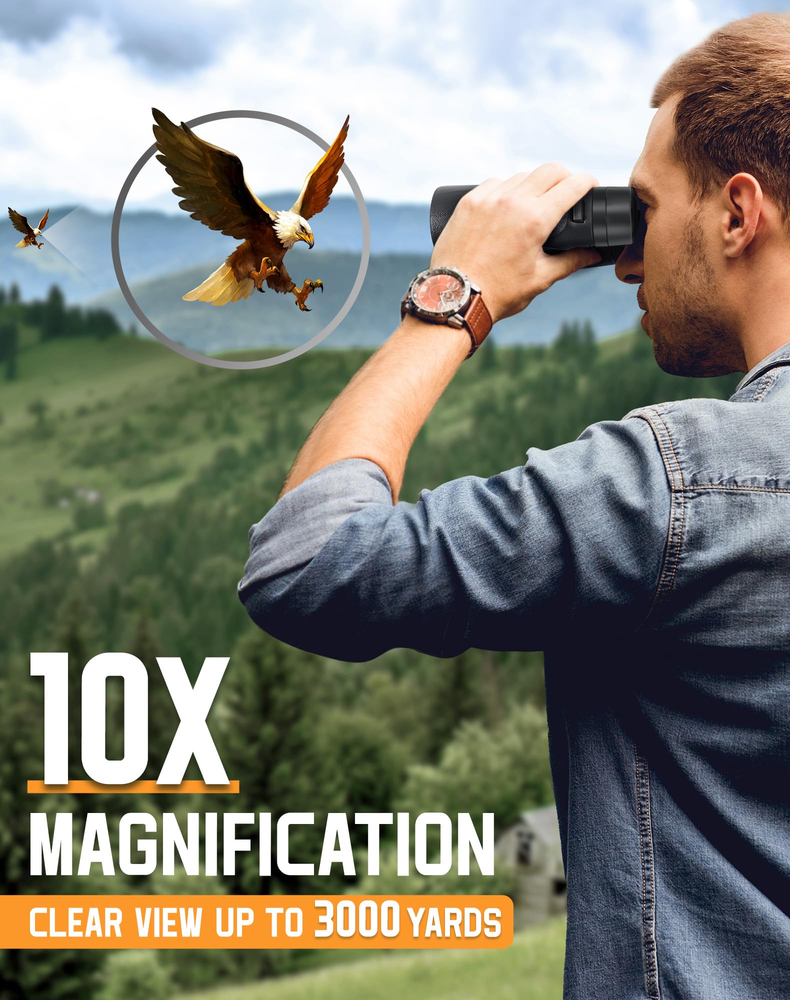 Bebang Binoculars For Adults 10X42 High Powered Waterproof Binoculars For Bird Watching, Hunting, Travel, Stargazing, Sports, Wildlife, Bright And Clear Range Of View
