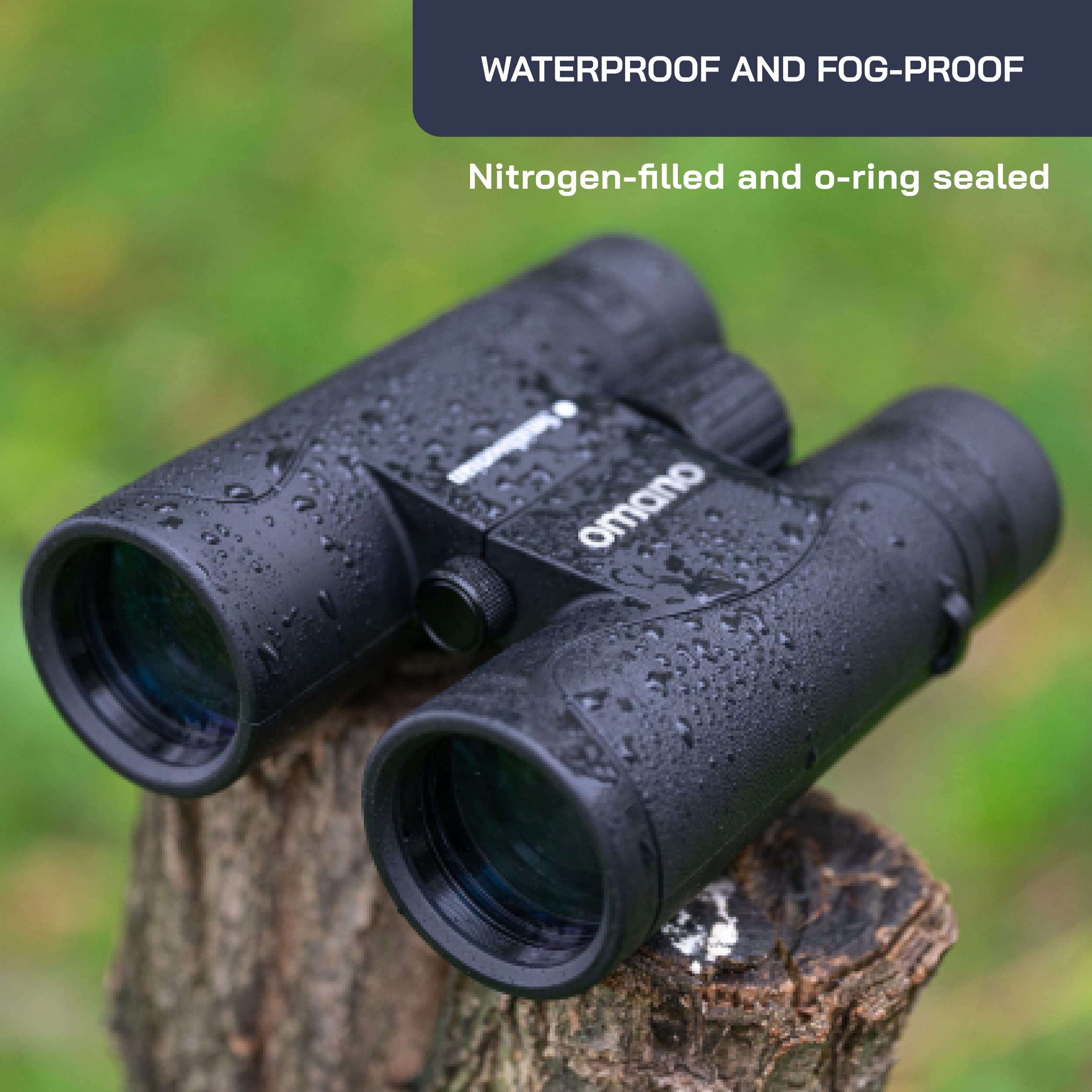 Omano Smithsonian Adult Birding Binoculars - 10X42, Phone Adapter, Diopter Adjustable - Ideal For Hiking, Travel - Includes Bird Watching Guide