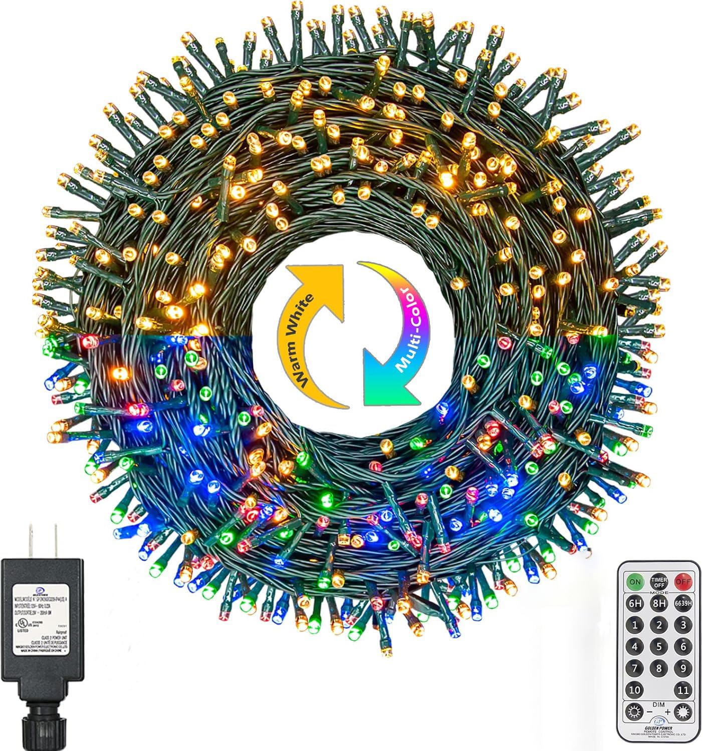 Xunxmas Outdoor Christmas Lights 800 Led 272Ft Color Changing Christmas Tree Lights With Warm White & Multicolor, 11 Modes, Waterproof Christmas String Lights With Remote For Xmas Decorations