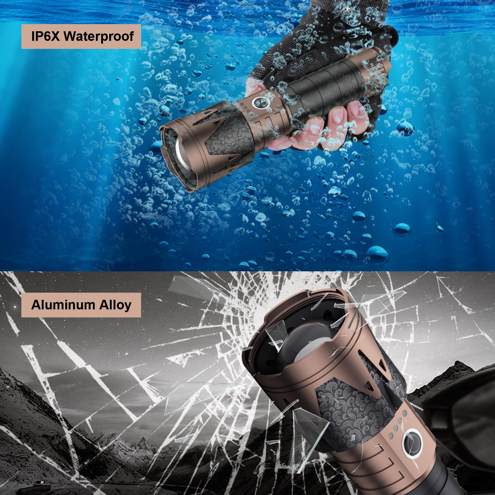 Skyfire Led Flashlights High Lumens With Ignition Lens,2000000Lm Super Bright Tactical Flashlights,Zoomable,Five Modes,Waterproof Flash Light For Camping Essentials,Outdoor,Home Emergency-